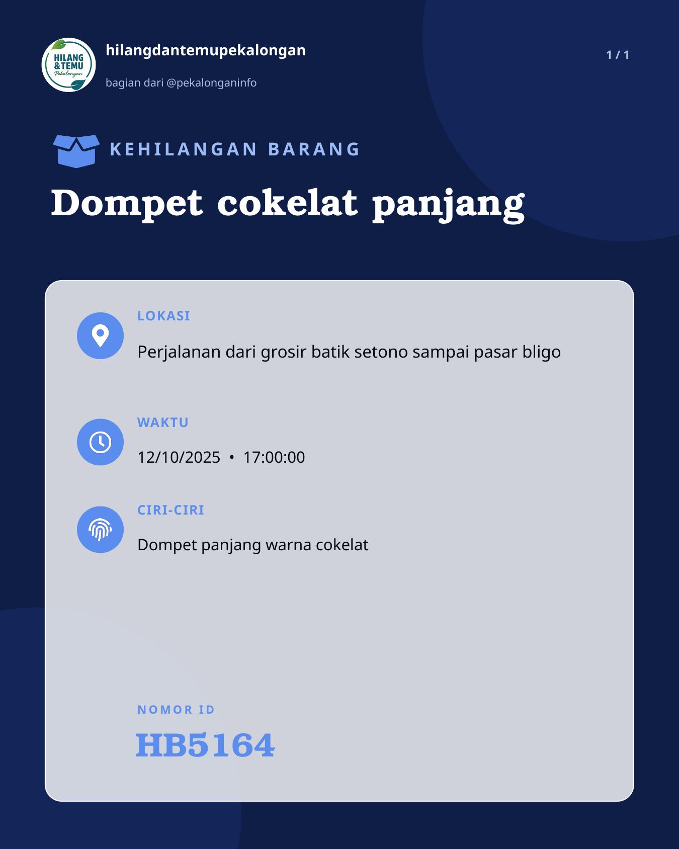 Slide laporan Dompet cokelat panjang (HB5164)