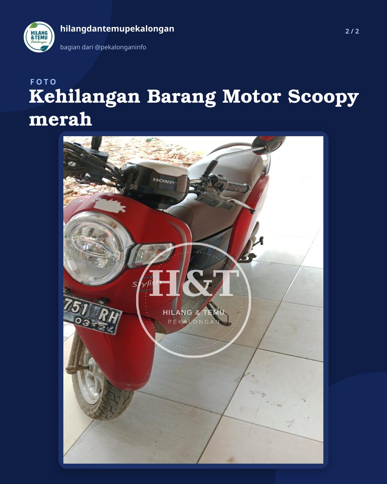Slide 2 laporan Kehilangan Barang Motor Scoopy merah