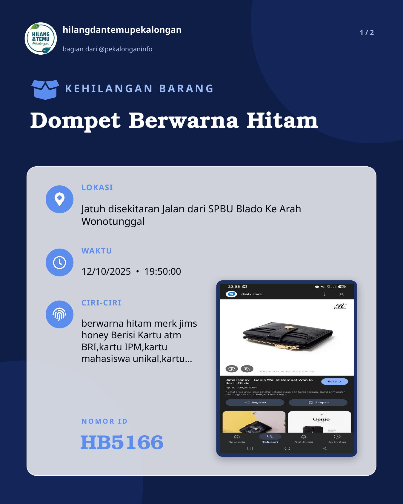 Slide 1 laporan Dompet Berwarna Hitam