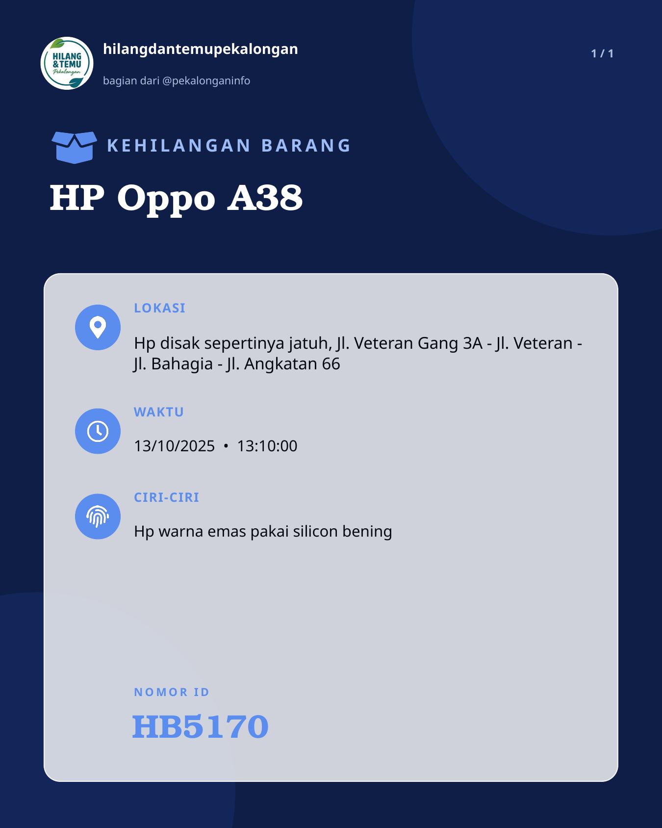 Slide laporan HP Oppo A38 (HB5170)