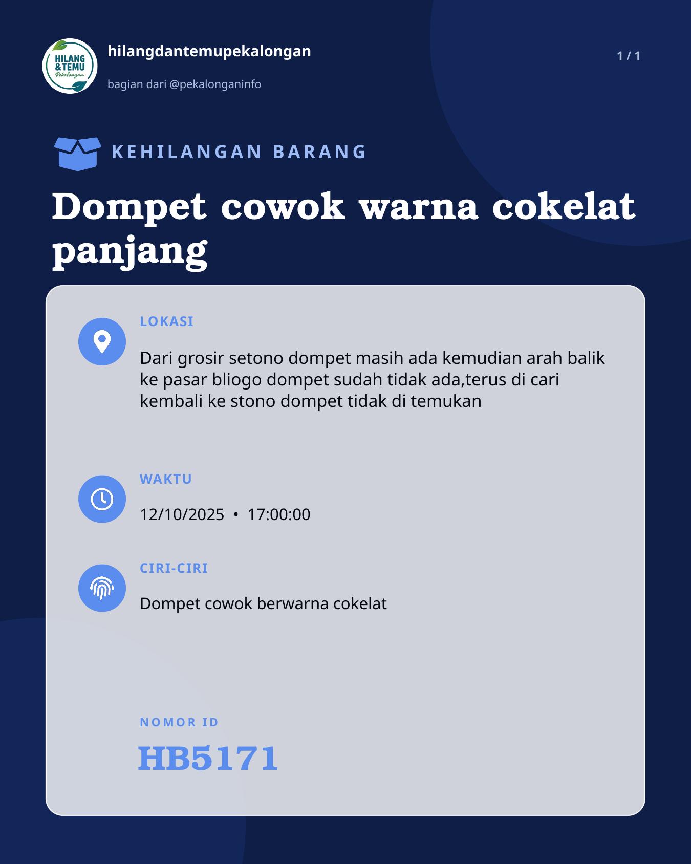 Slide laporan Dompet cowok warna cokelat panjang (HB5171)