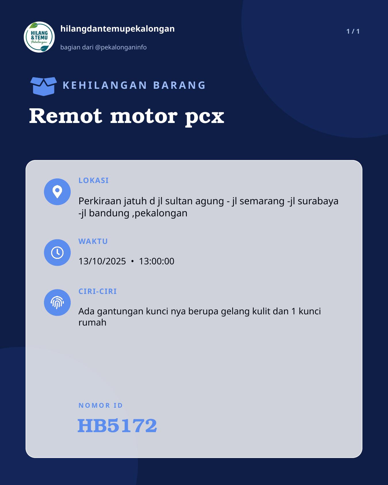 Slide laporan Remot motor pcx (HB5172)