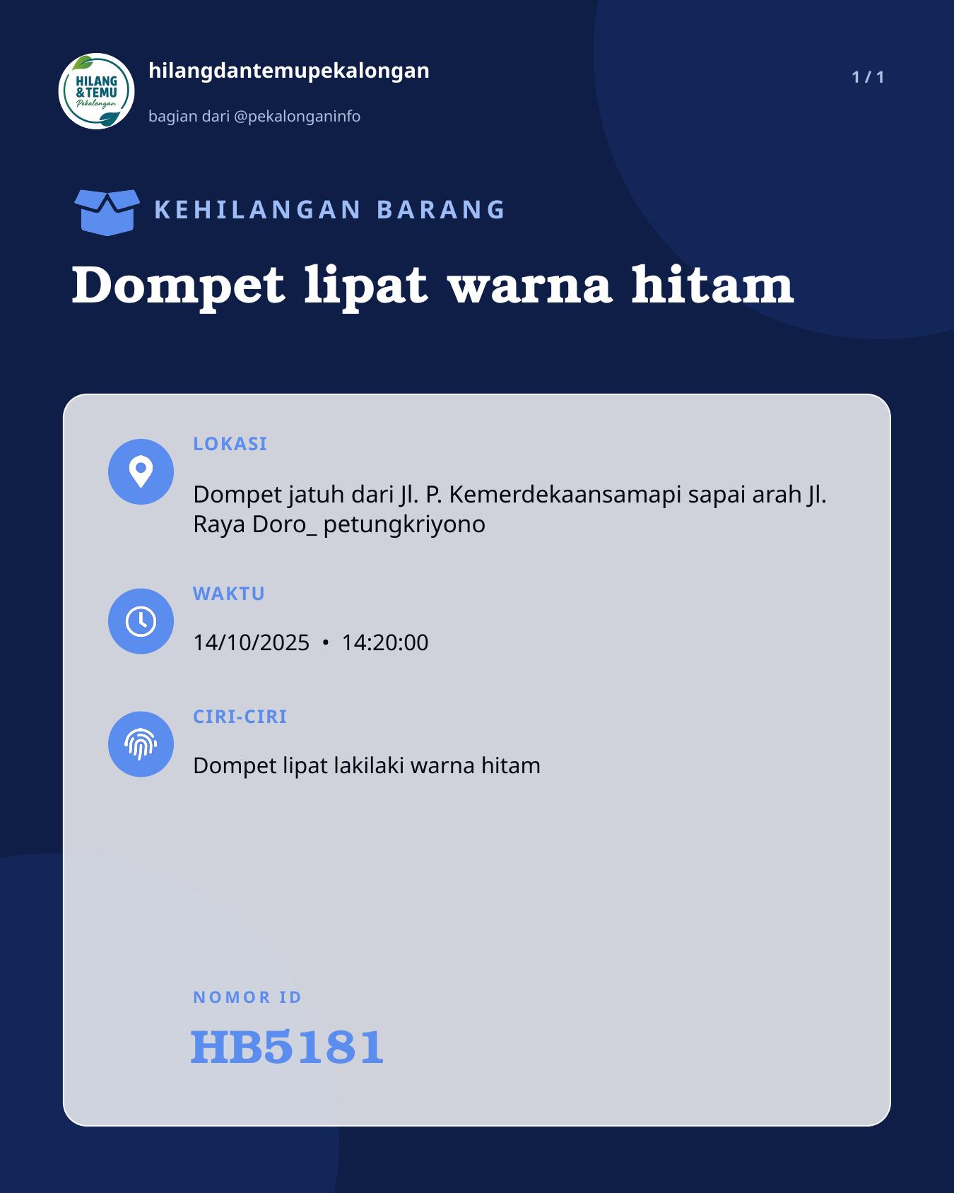 Slide laporan Dompet lipat warna hitam (HB5181)
