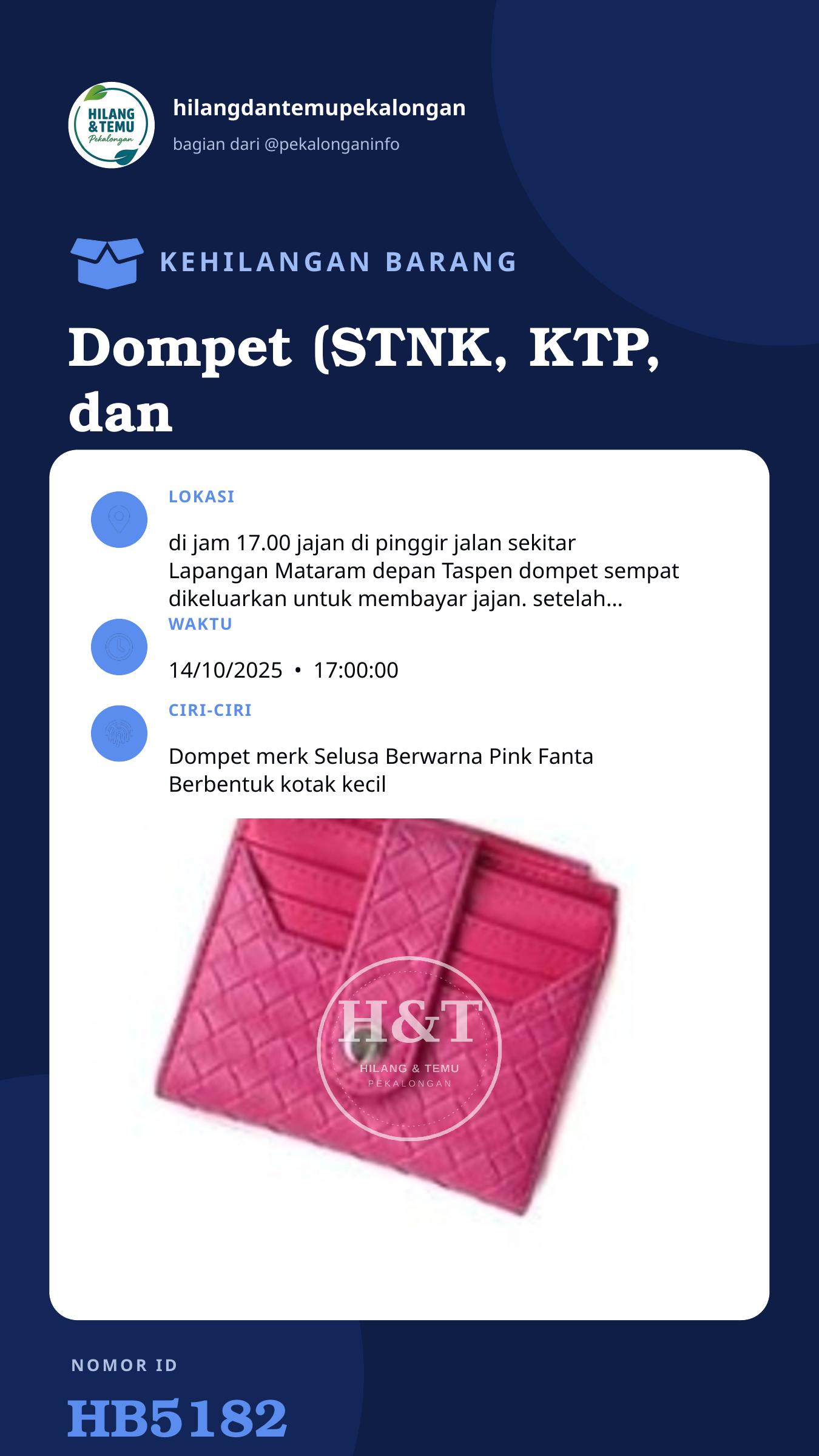 Story 9:16 laporan Dompet (STNK, KTP, dan Sejumlah Uang 400)