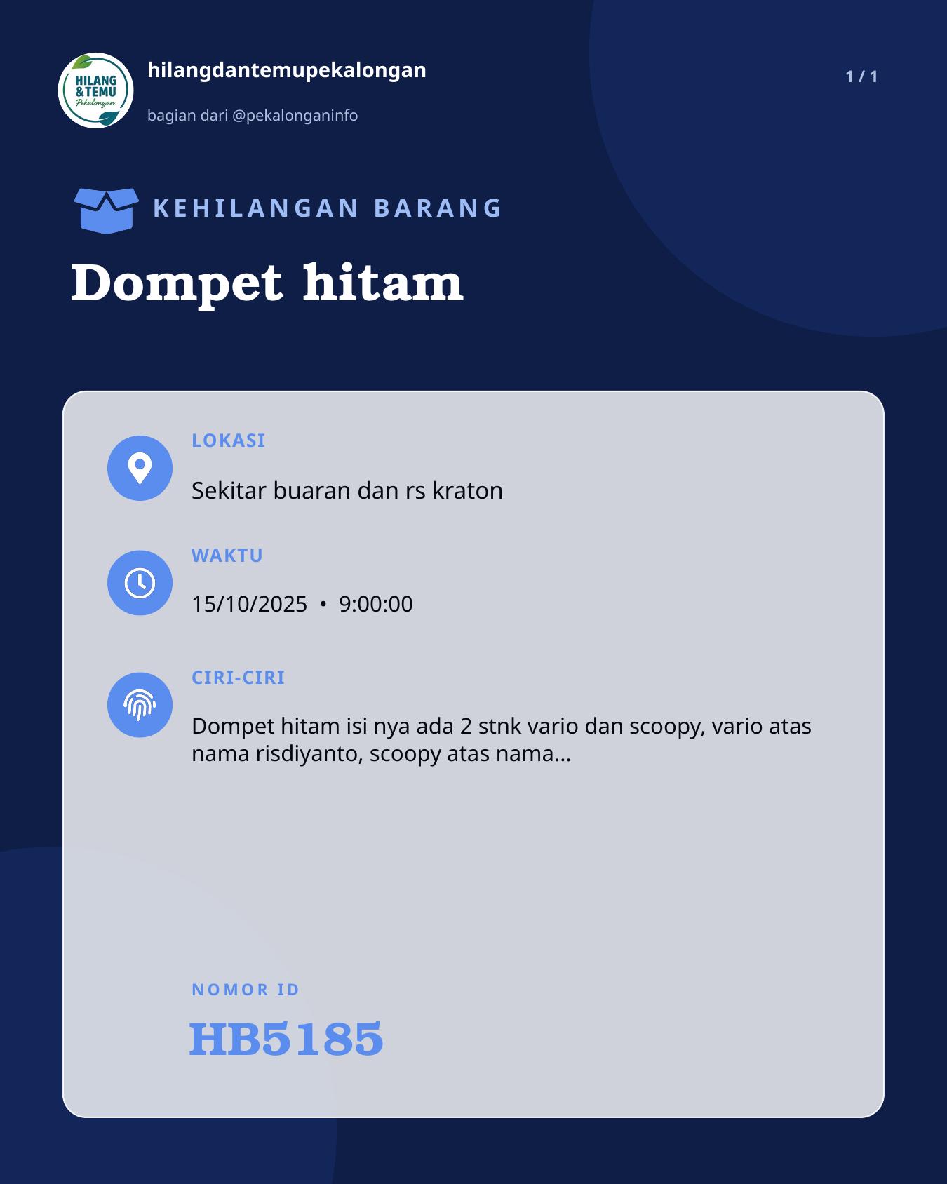 Slide laporan Dompet hitam (HB5185)