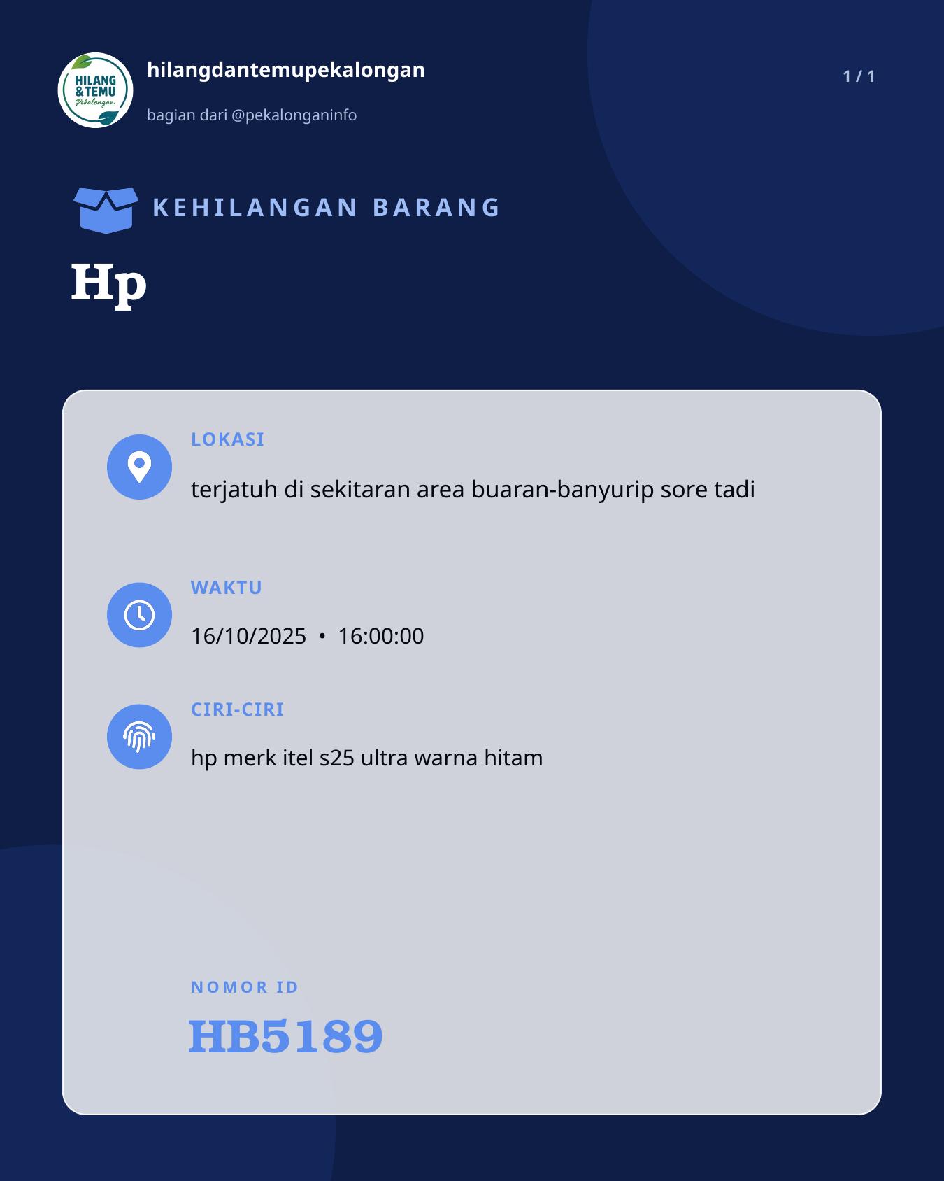 Slide laporan Hp (HB5189)