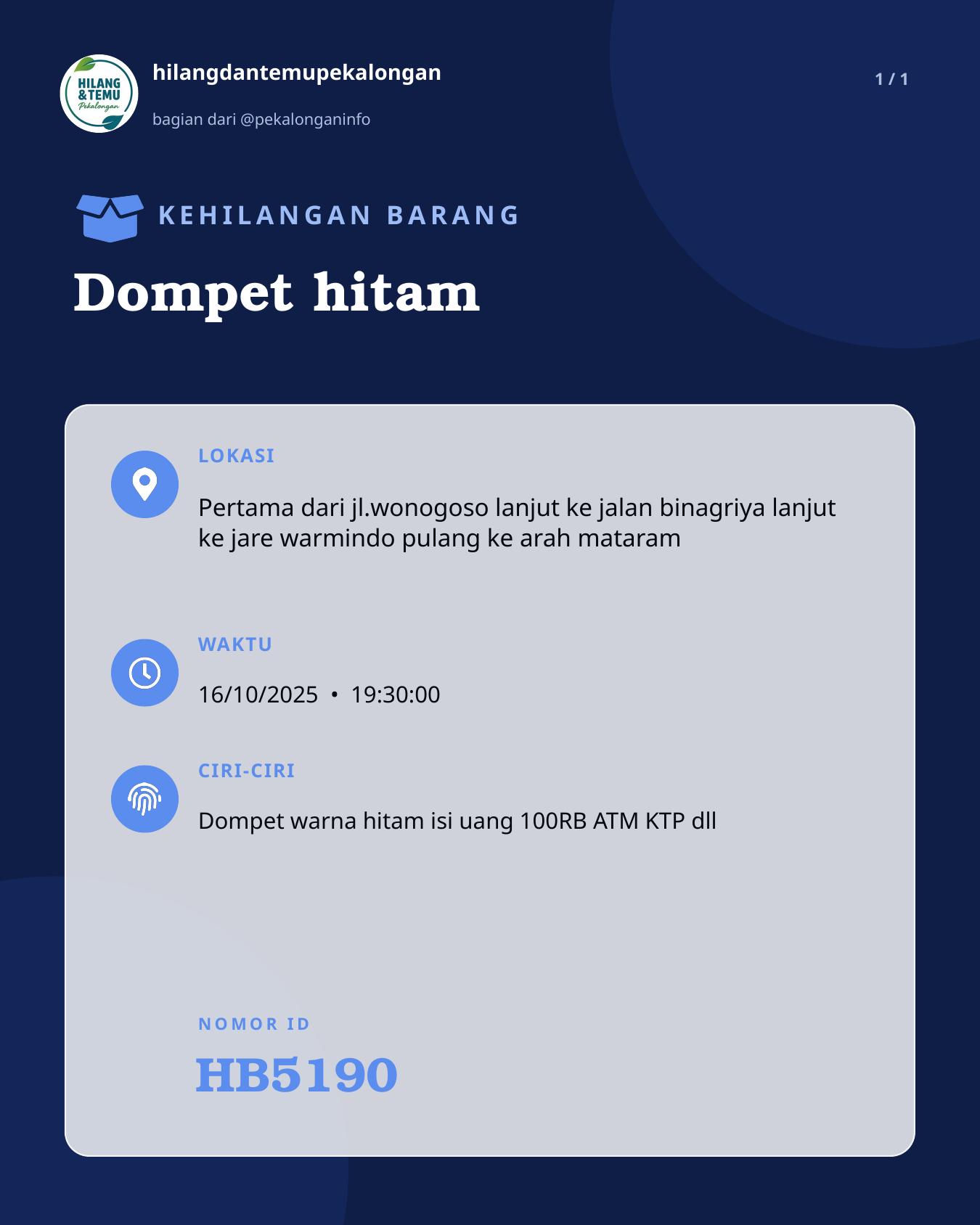Slide laporan Dompet hitam (HB5190)