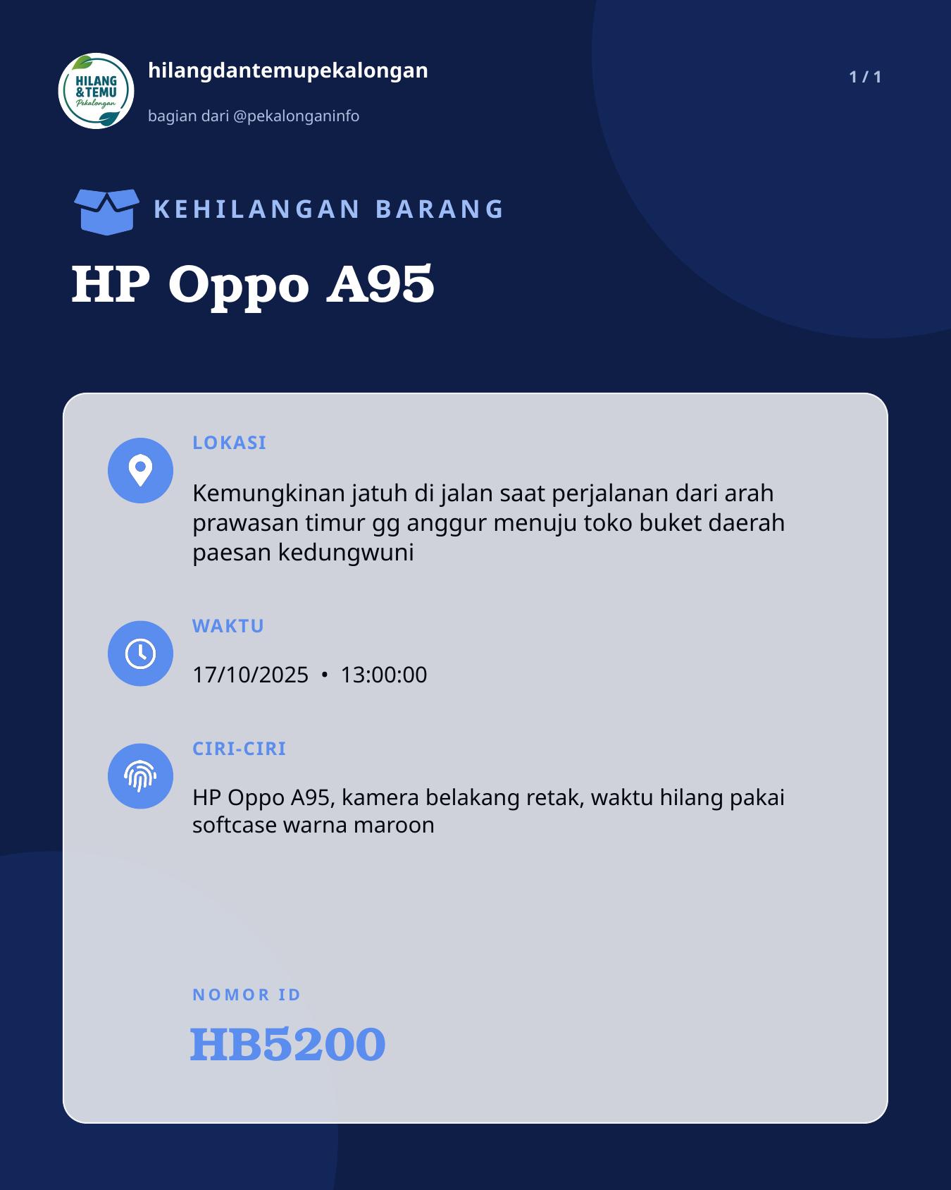 Slide laporan HP Oppo A95 (HB5200)