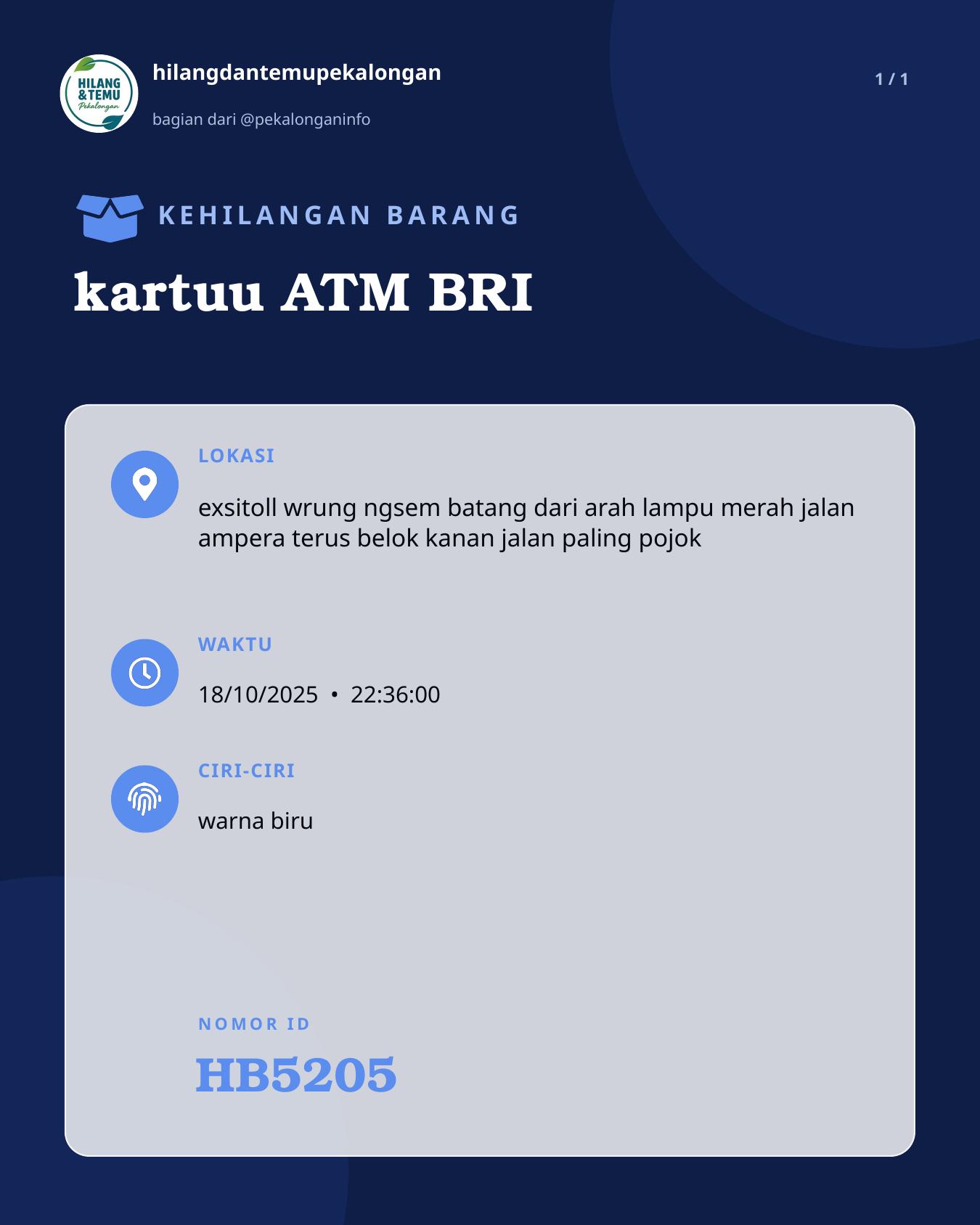 Slide laporan kartuu ATM BRI (HB5205)