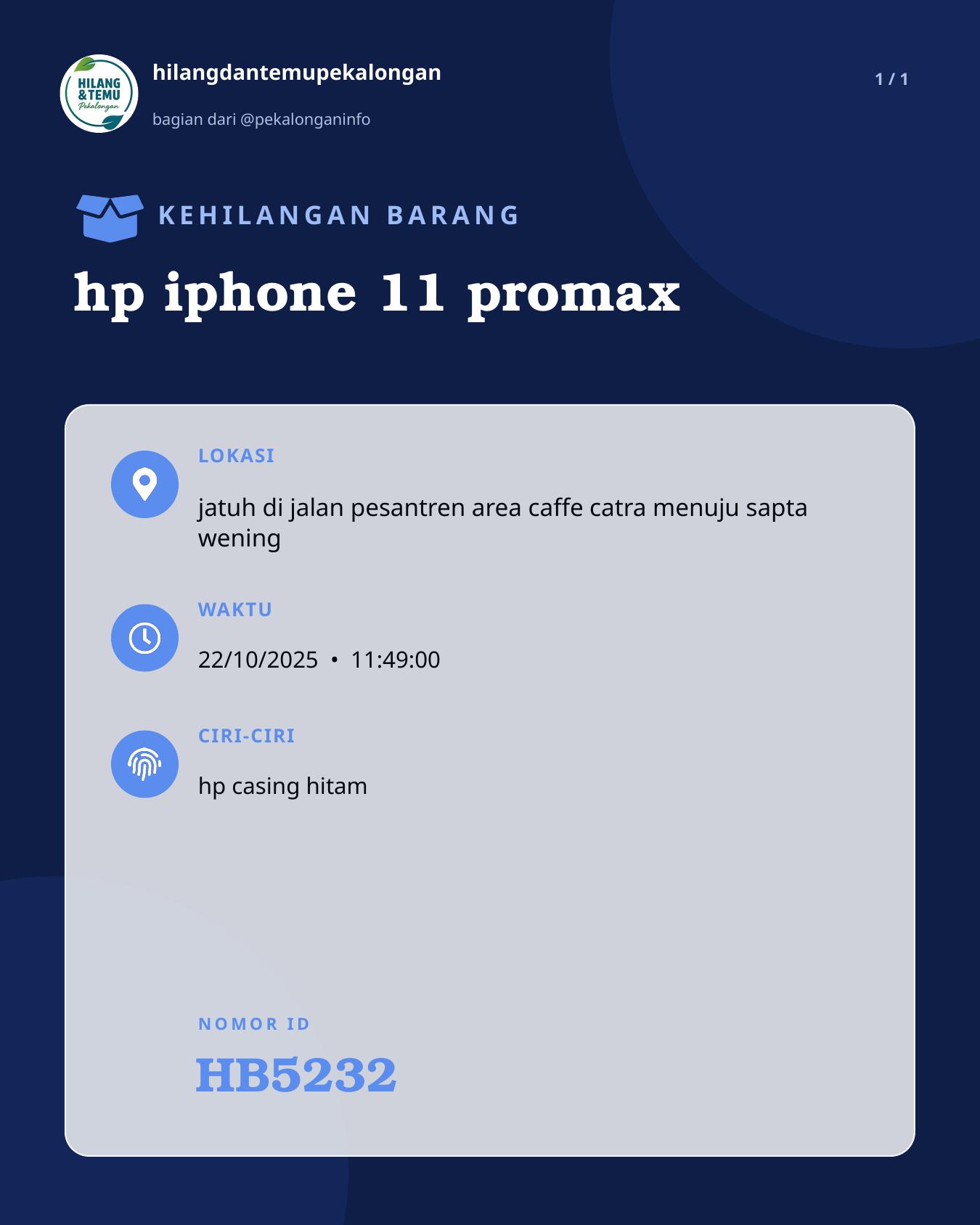 Slide laporan hp iphone 11 promax (HB5232)