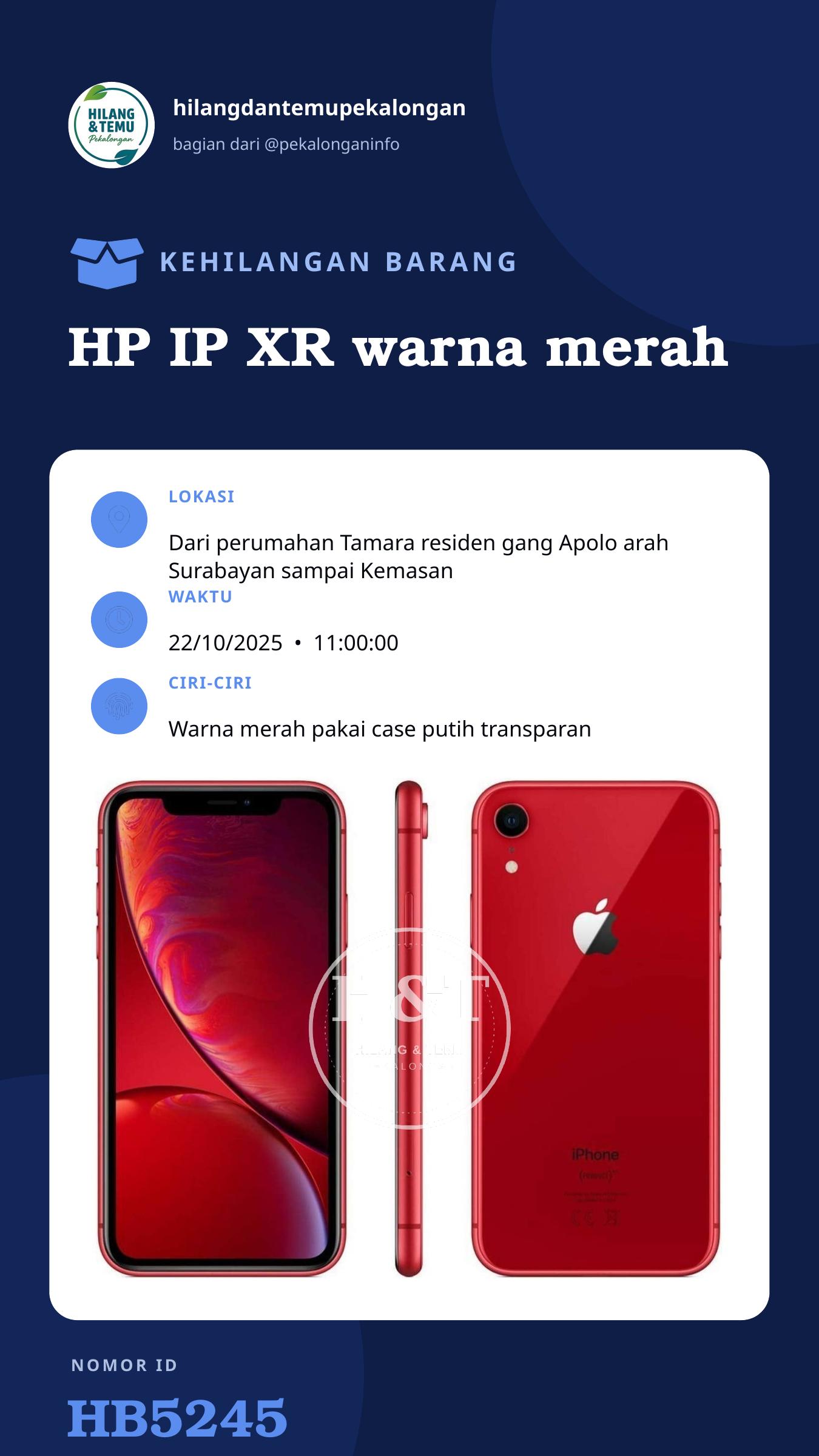Story 9:16 laporan HP IP XR warna merah