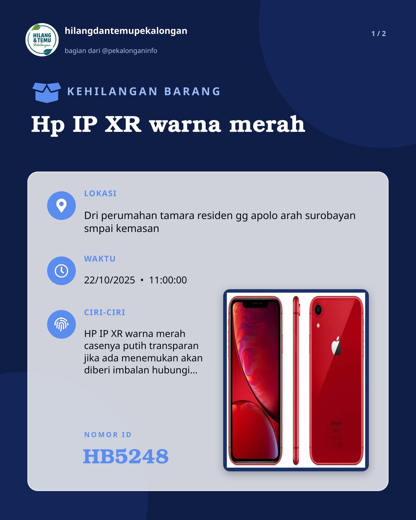 Slide 1 laporan Hp IP XR warna merah