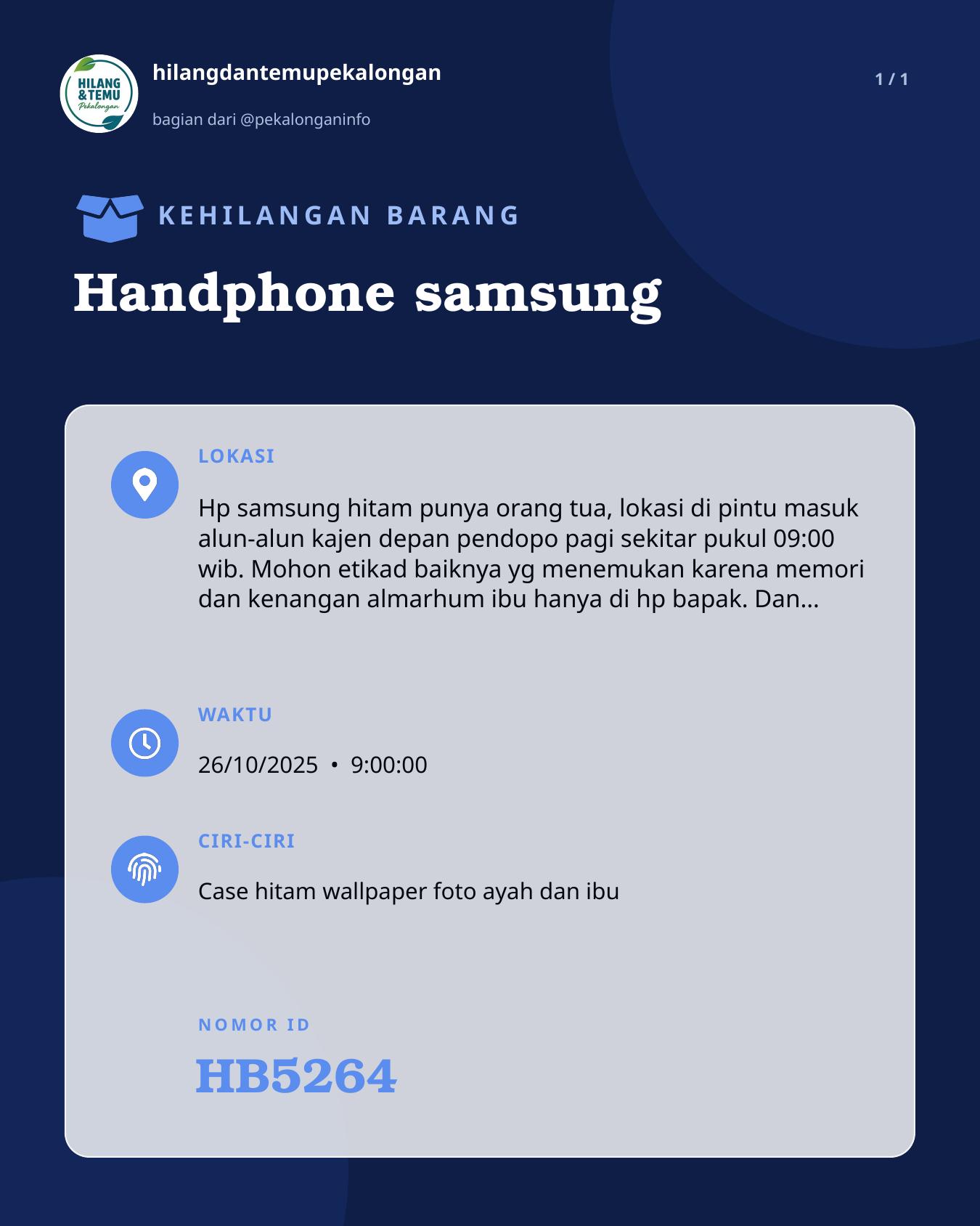 Slide laporan Handphone samsung (HB5264)