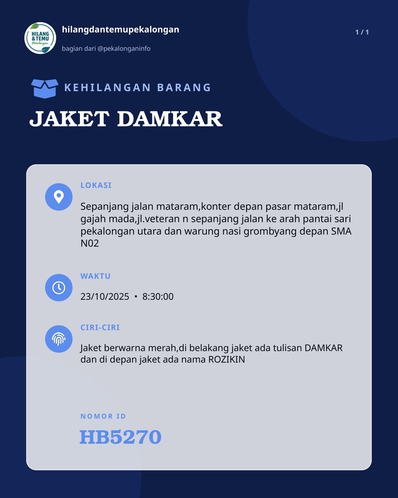 Slide laporan JAKET DAMKAR (HB5270)