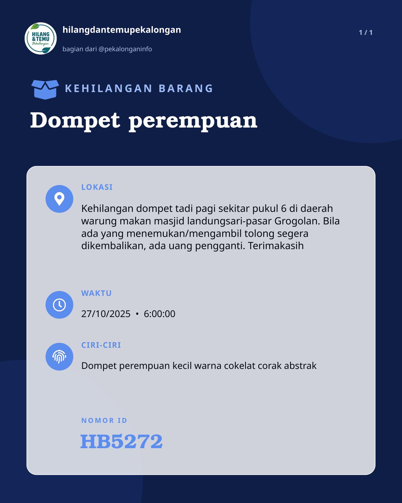 Slide laporan Dompet perempuan (HB5272)