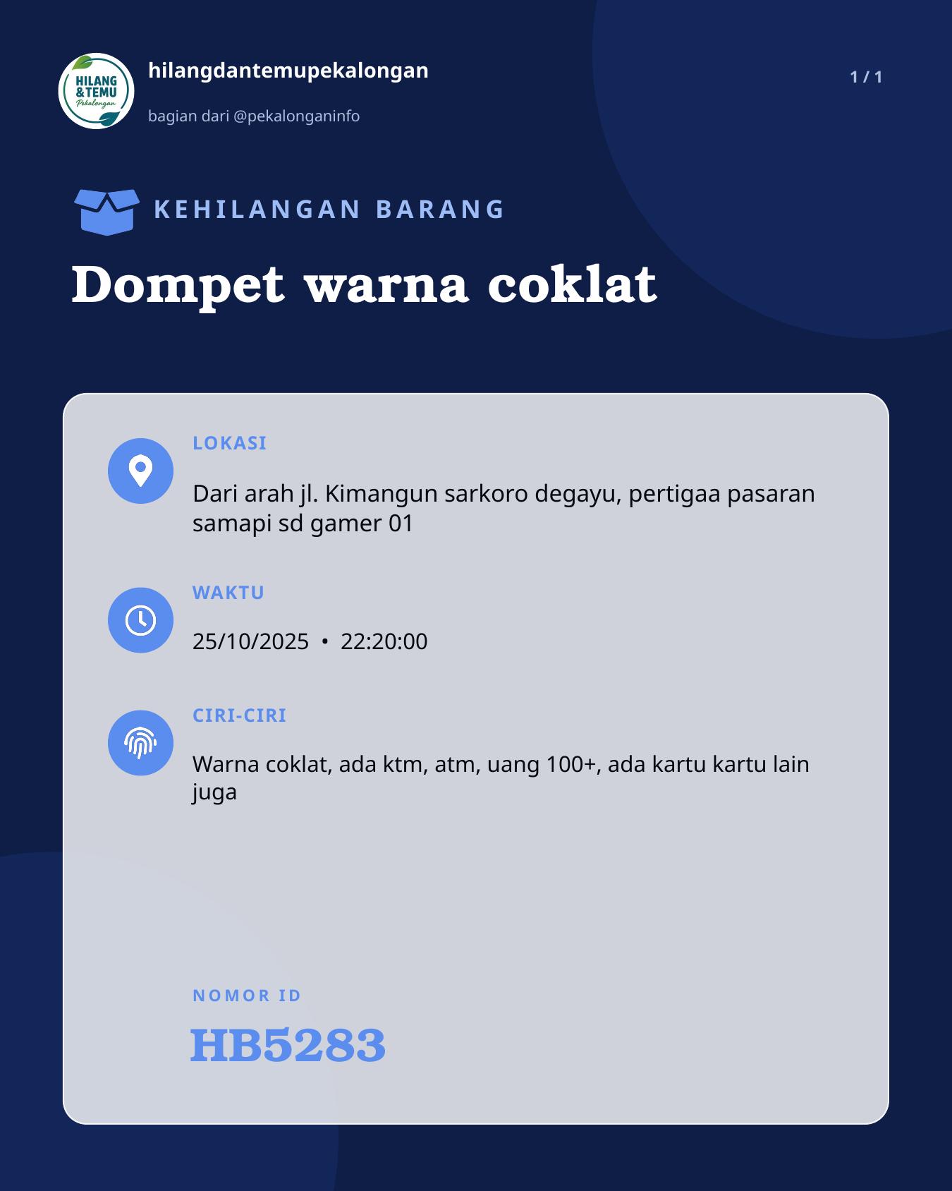 Slide laporan Dompet warna coklat (HB5283)