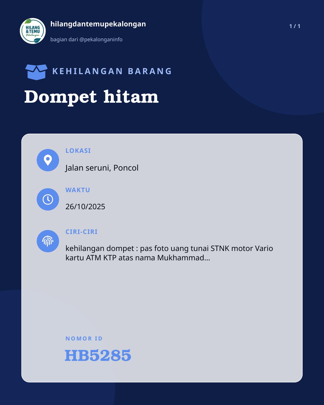 Slide laporan Dompet hitam (HB5285)
