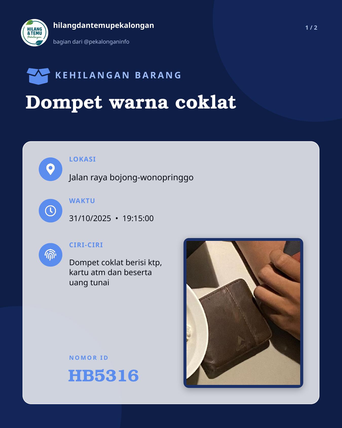 Slide 1 laporan Dompet warna coklat