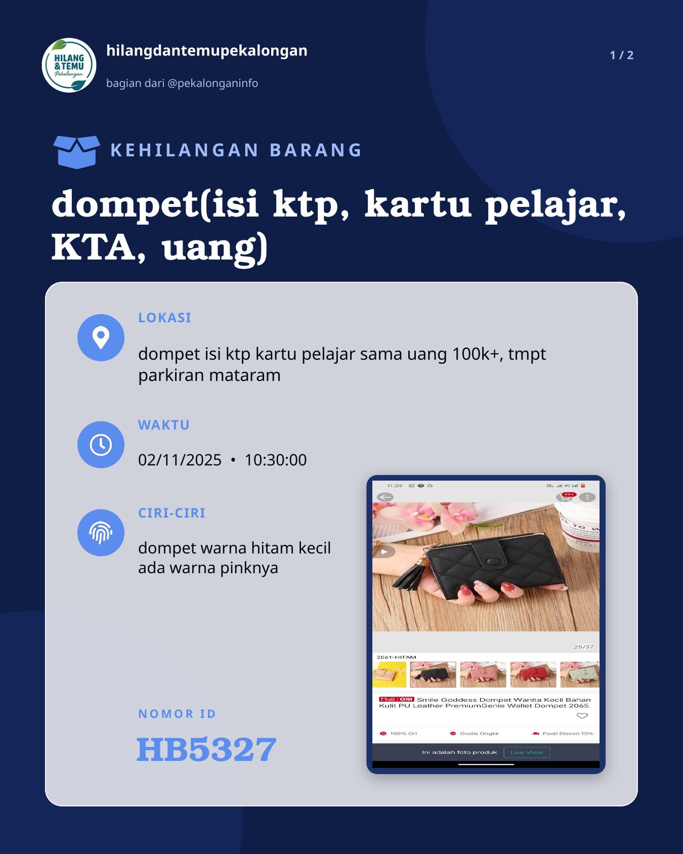 Slide 1 laporan dompet(isi ktp, kartu pelajar, KTA, uang)
