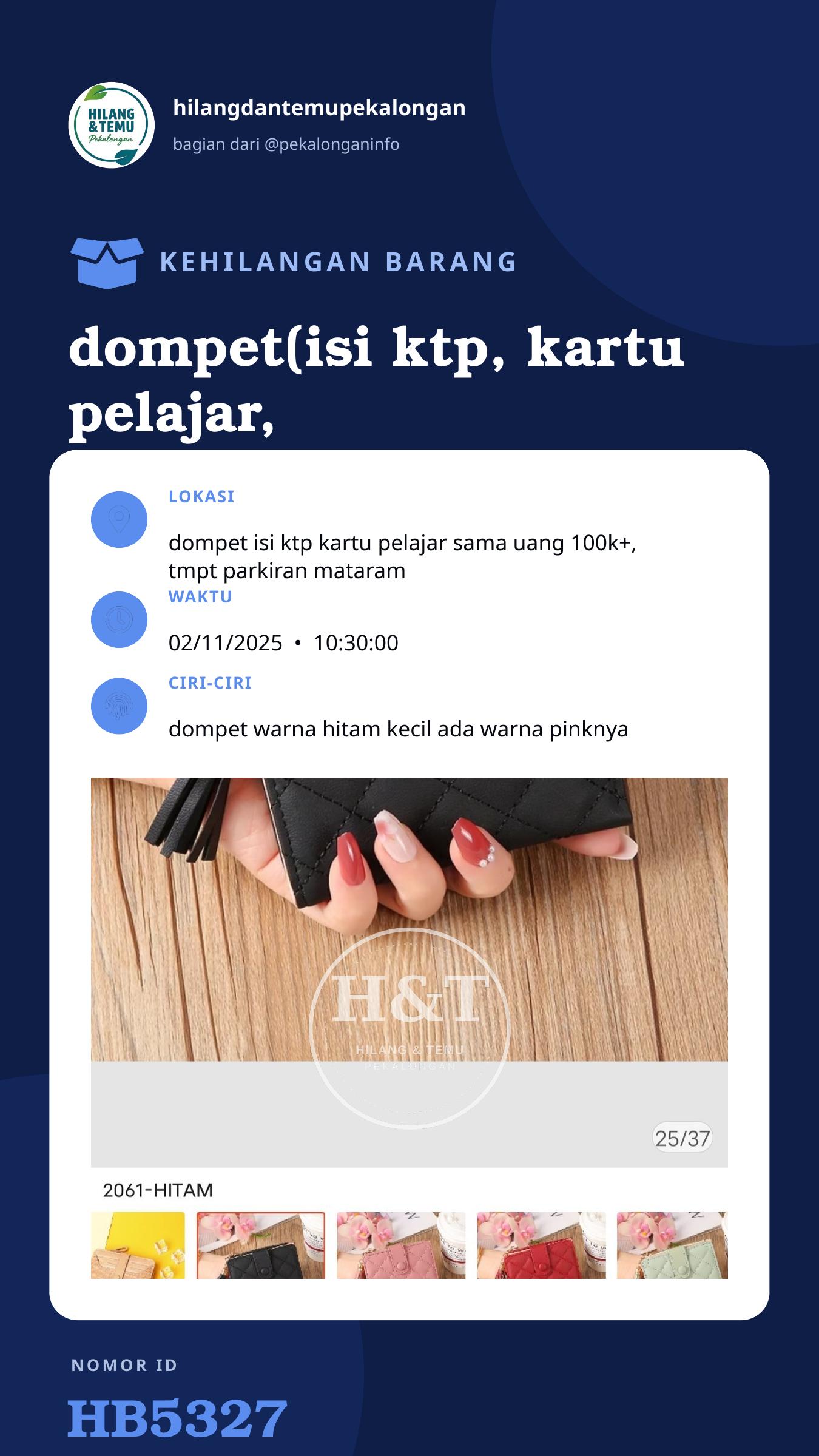 Story 9:16 laporan dompet(isi ktp, kartu pelajar, KTA, uang)