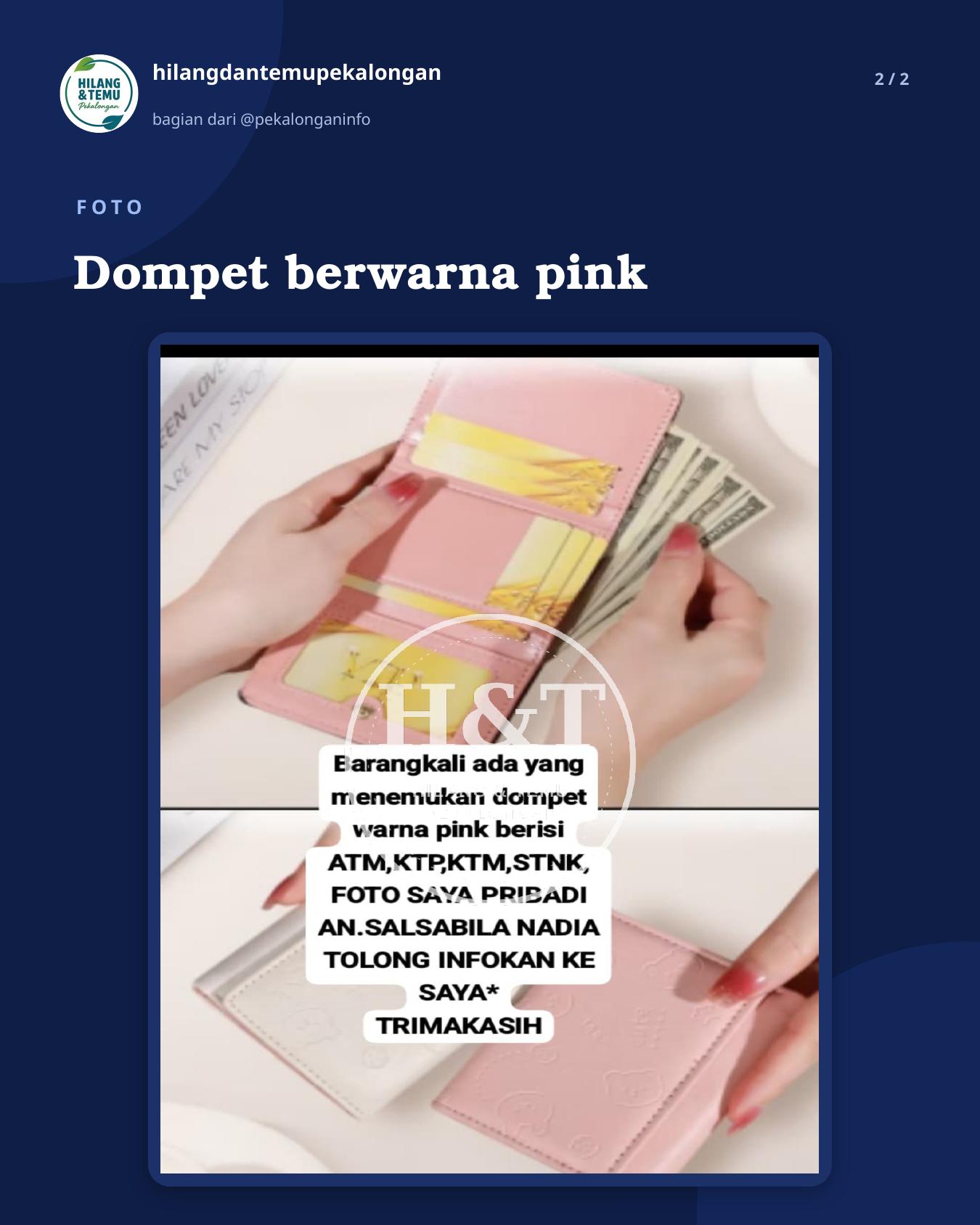 Slide 2 laporan Dompet berwarna pink