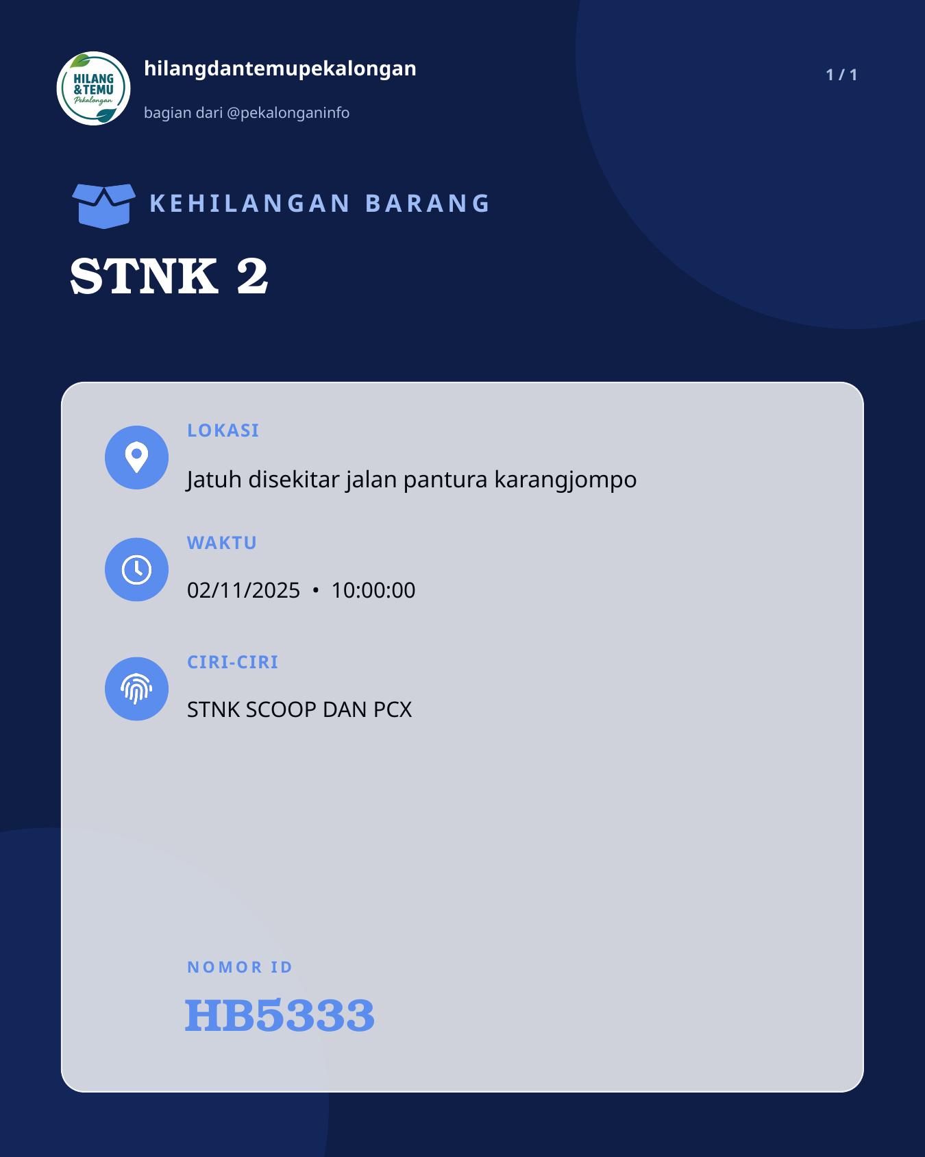 Slide laporan STNK 2 (HB5333)