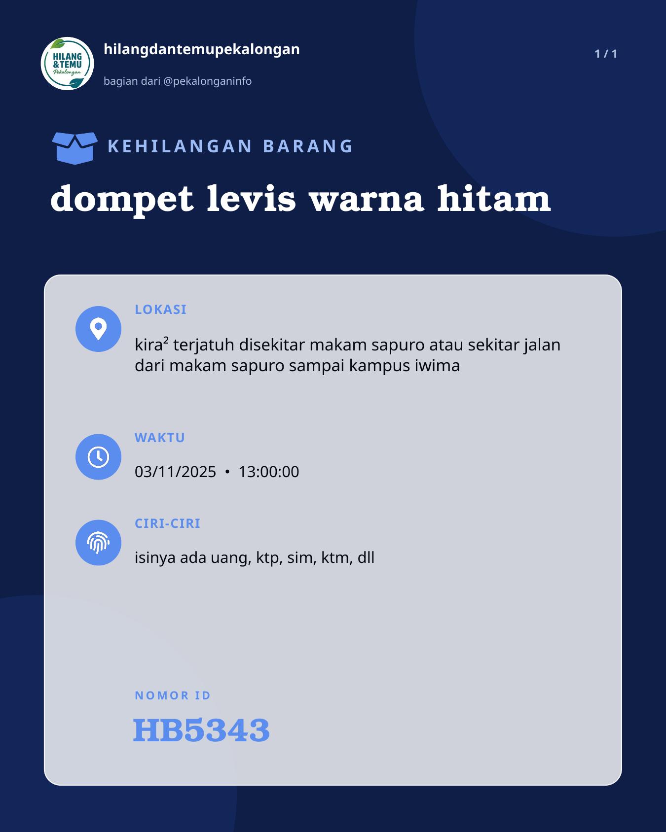 Slide laporan dompet levis warna hitam (HB5343)