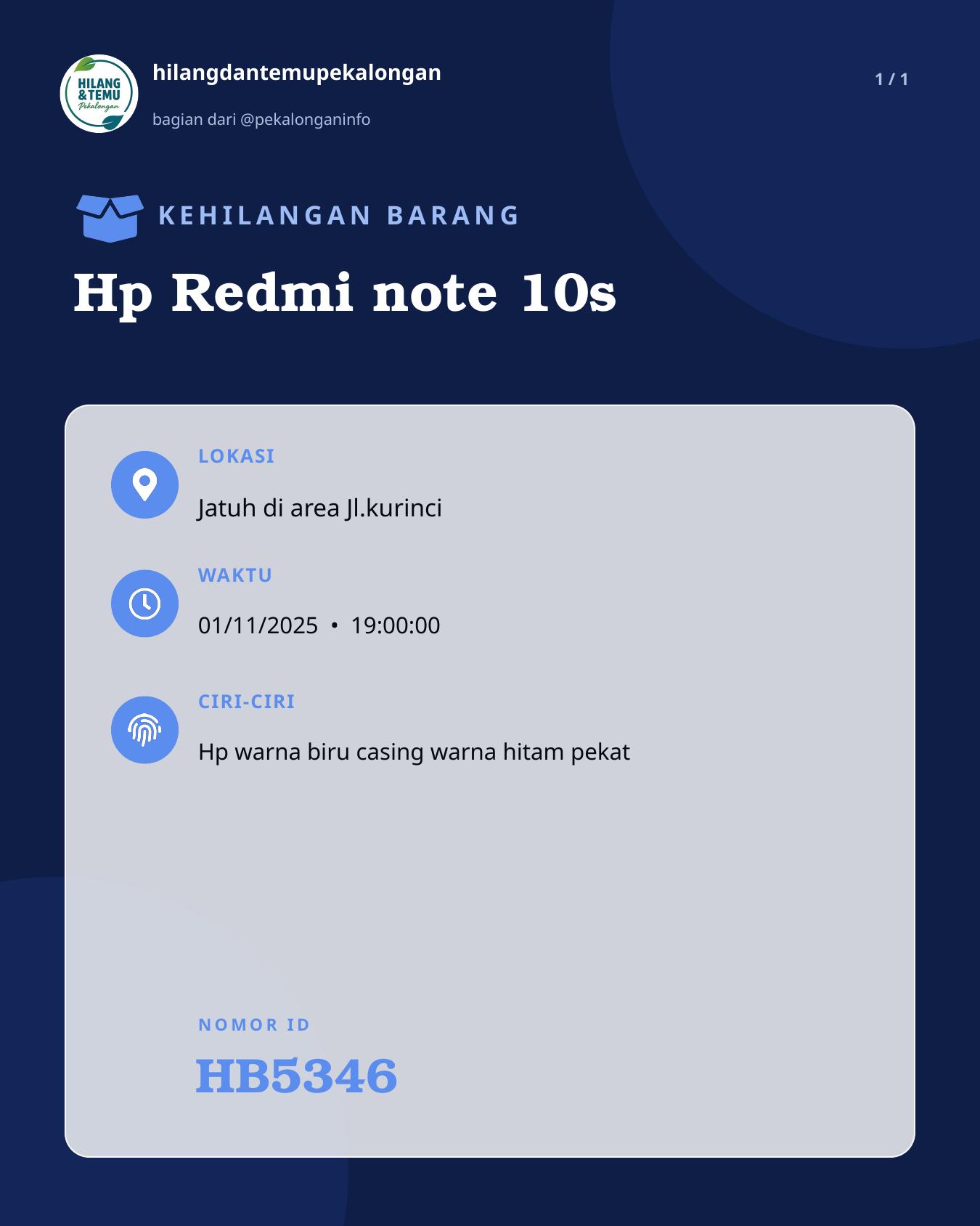Slide laporan Hp Redmi note 10s (HB5346)