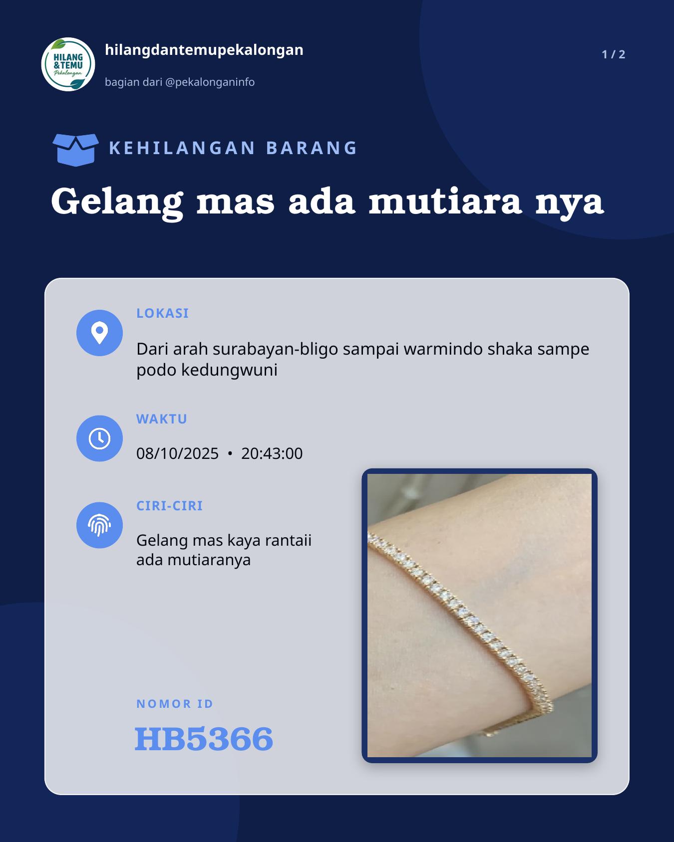 Slide 1 laporan Gelang mas ada mutiara nya
