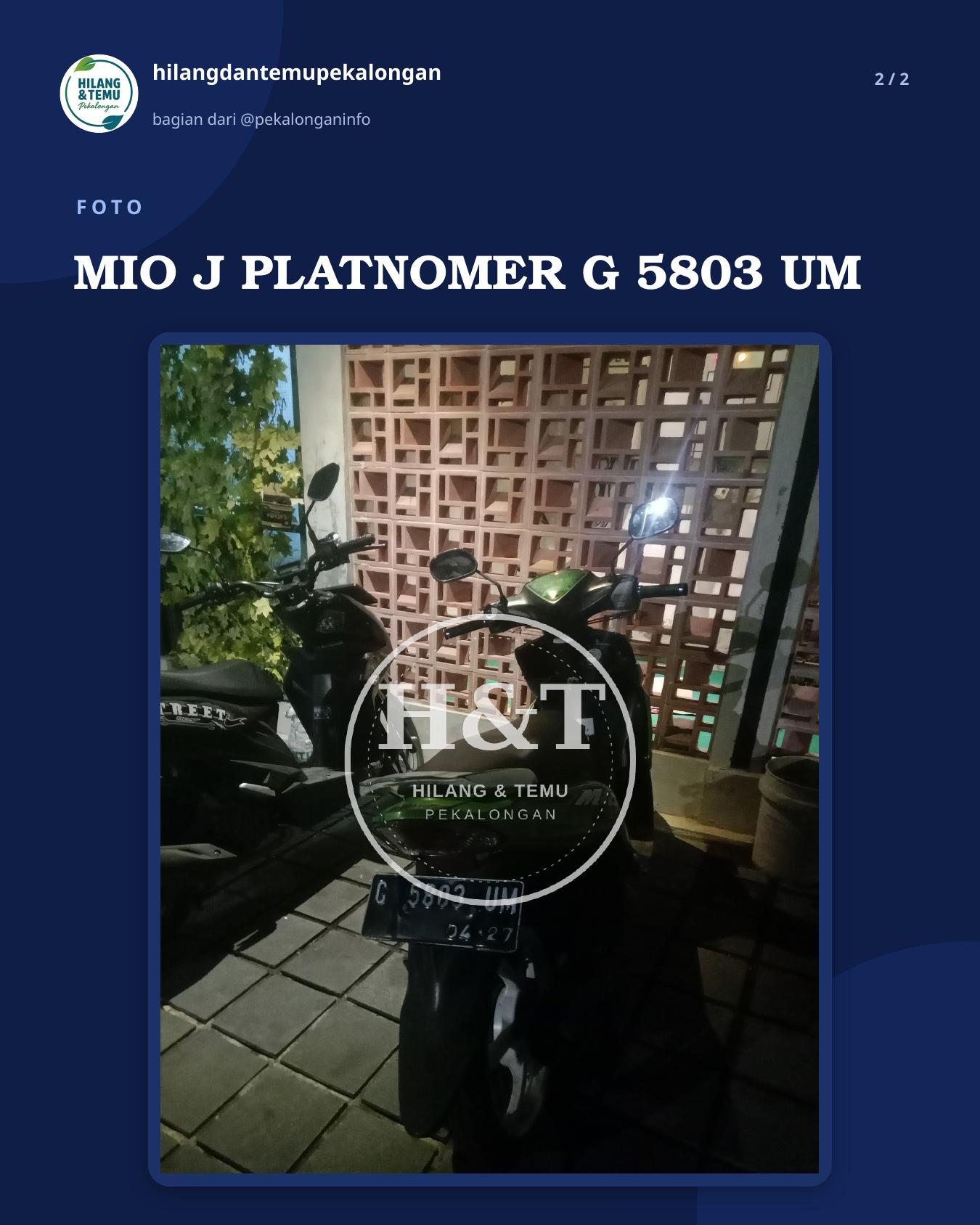 Slide 2 laporan MIO J PLATNOMER G 5803 UM