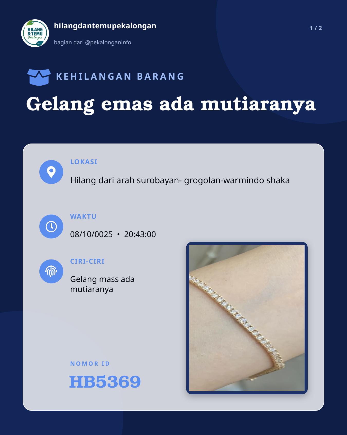 Slide 1 laporan Gelang emas ada mutiaranya