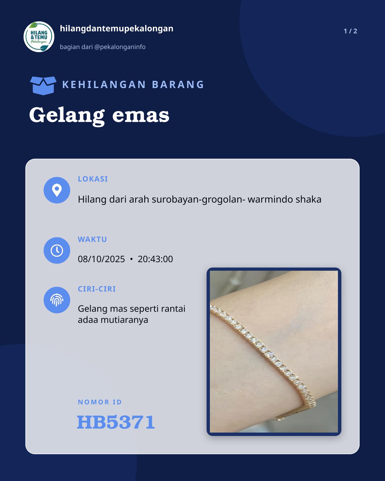 Slide 1 laporan Gelang emas