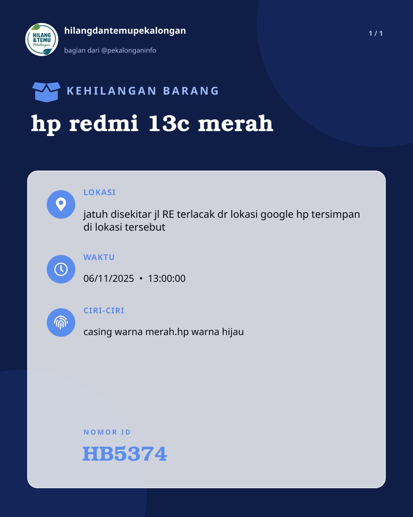 Slide laporan hp redmi 13c merah (HB5374)