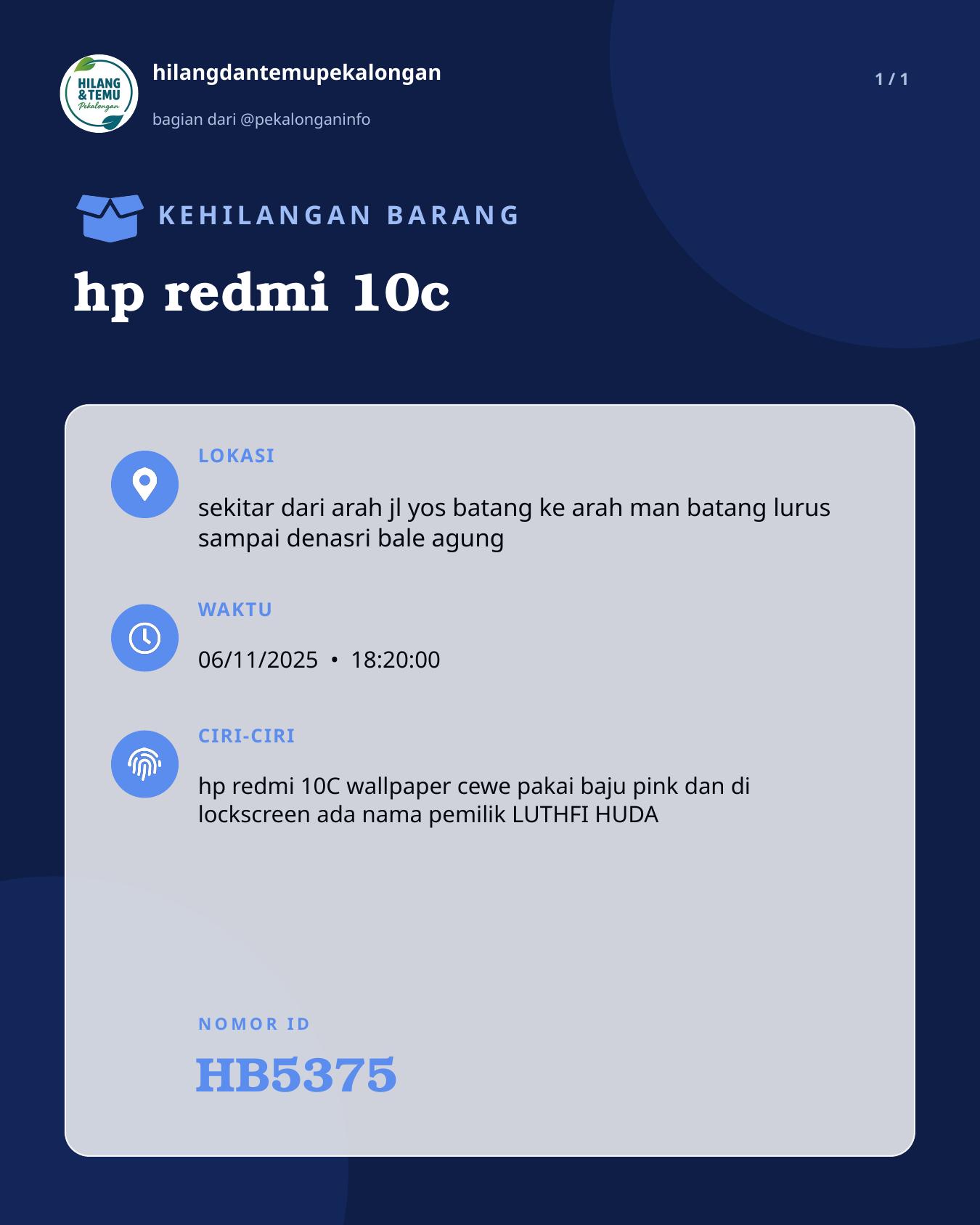 Slide laporan hp redmi 10c (HB5375)