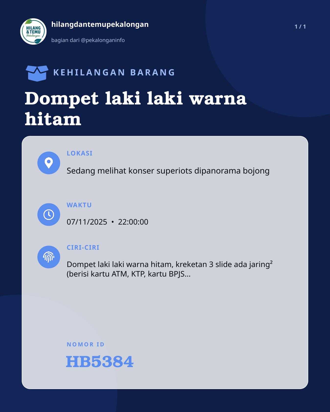 Slide laporan Dompet laki laki warna hitam (HB5384)