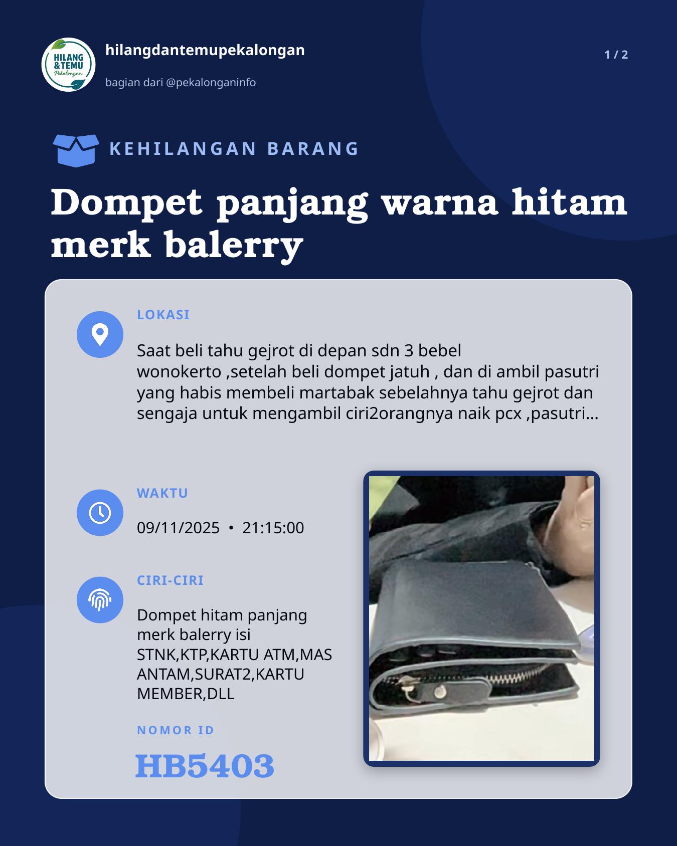 Slide 1 laporan Dompet panjang warna hitam merk balerry