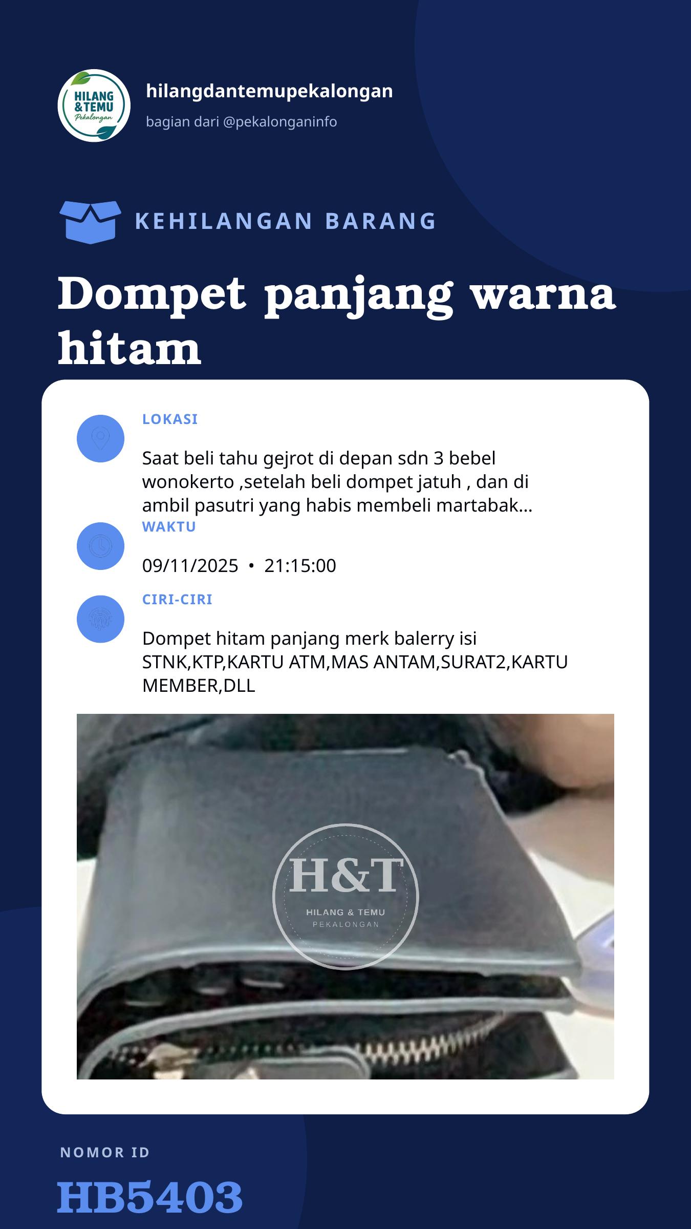 Story 9:16 laporan Dompet panjang warna hitam merk balerry