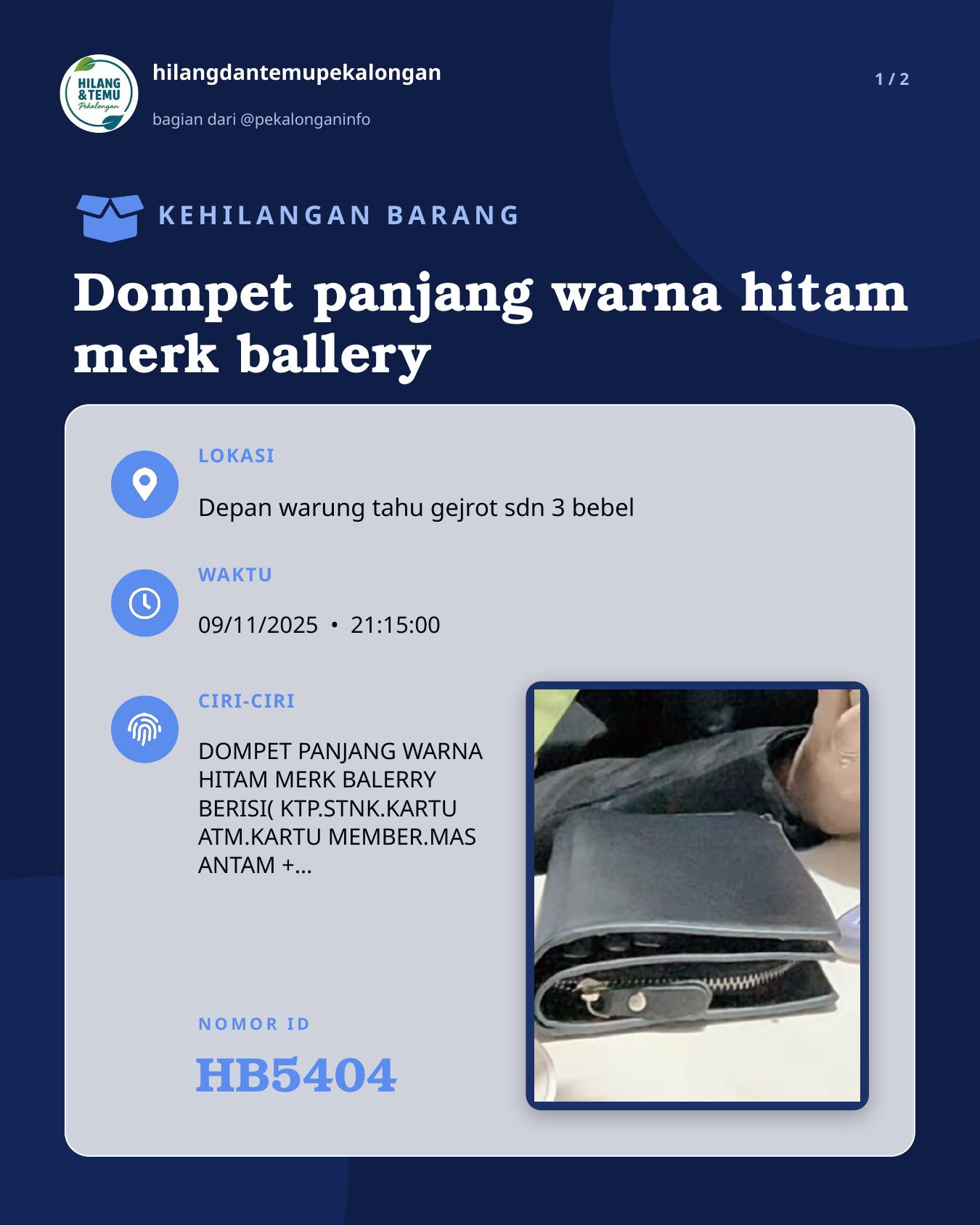 Slide 1 laporan Dompet panjang warna hitam merk ballery