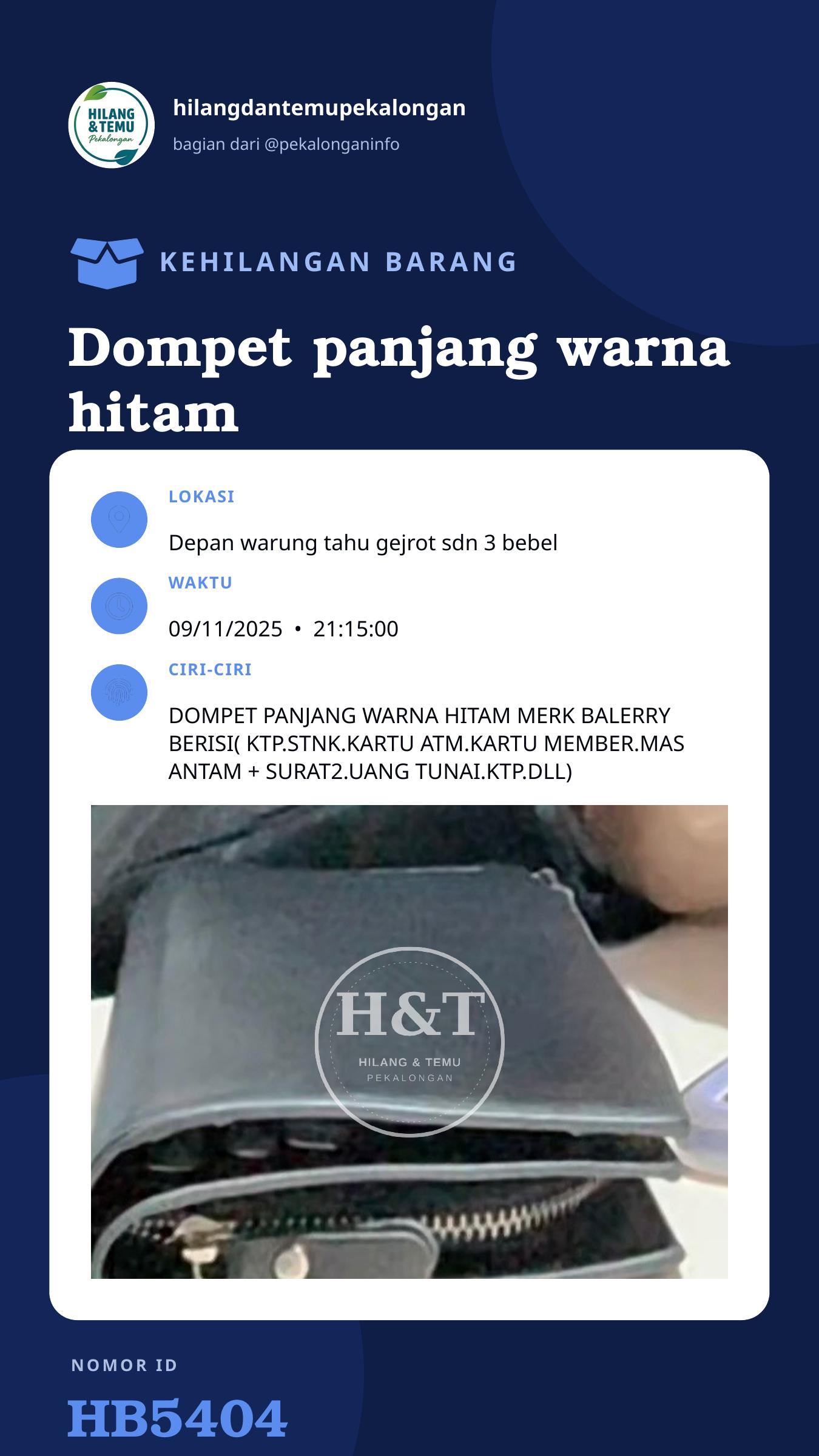 Story 9:16 laporan Dompet panjang warna hitam merk ballery