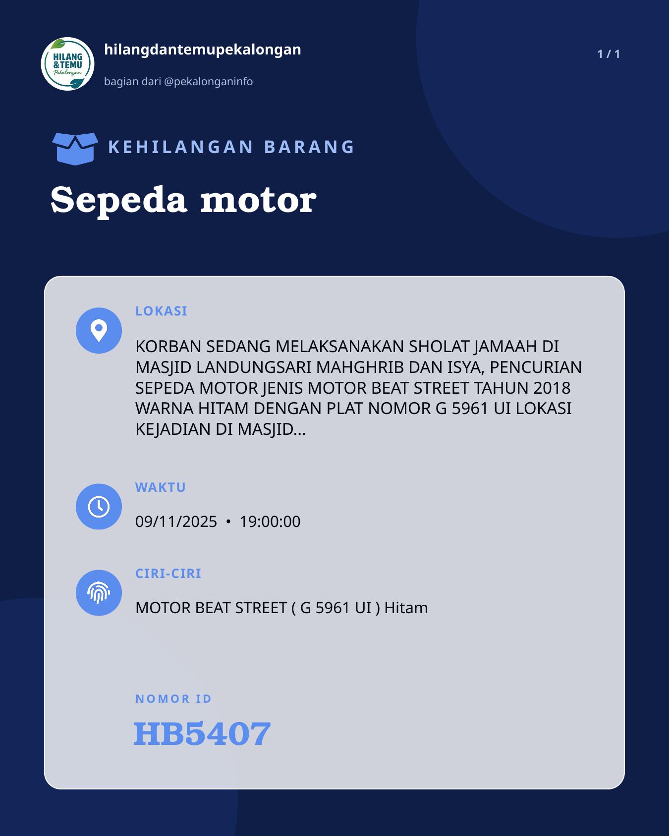 Slide laporan Sepeda motor (HB5407)