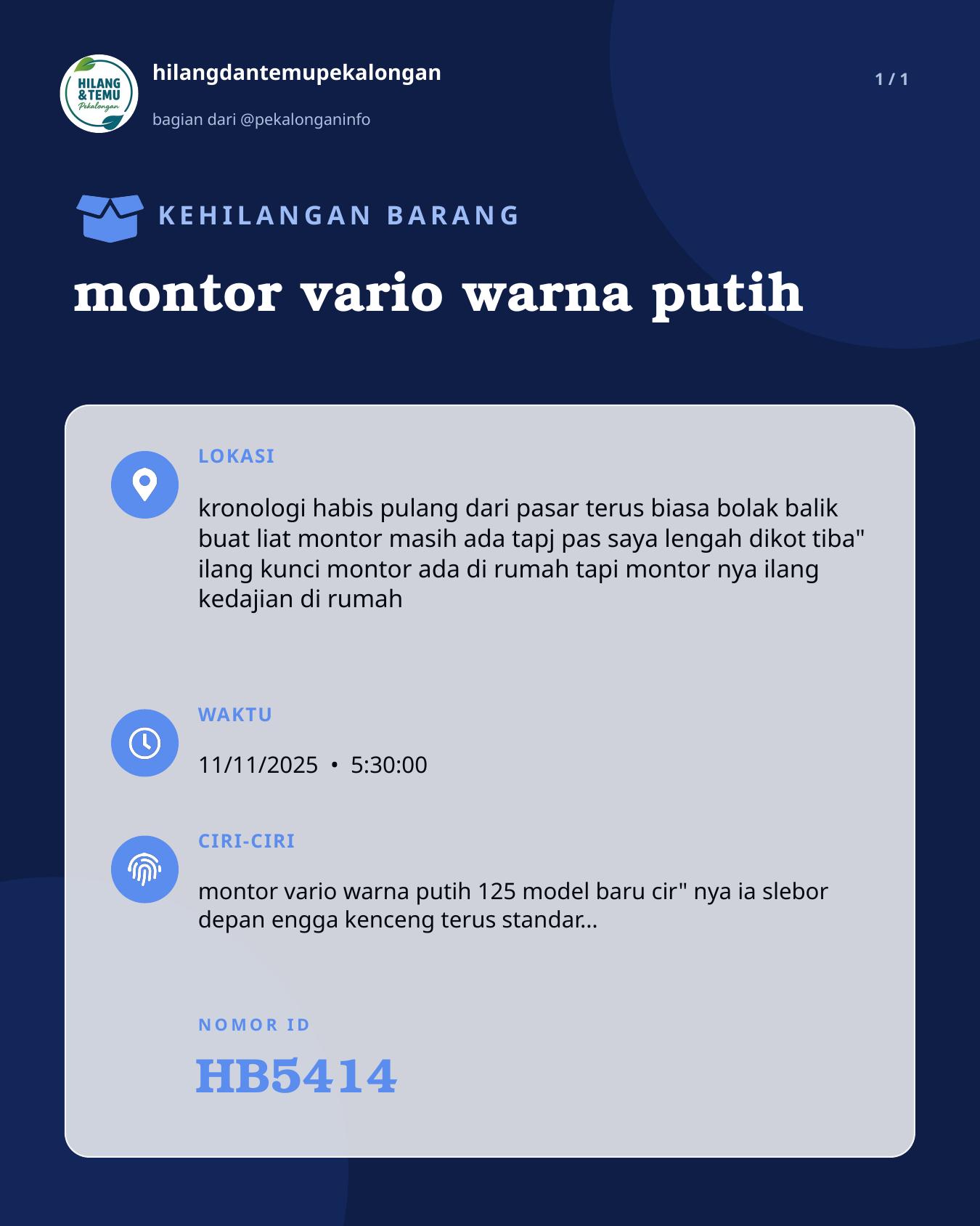 Slide laporan montor vario warna putih (HB5414)