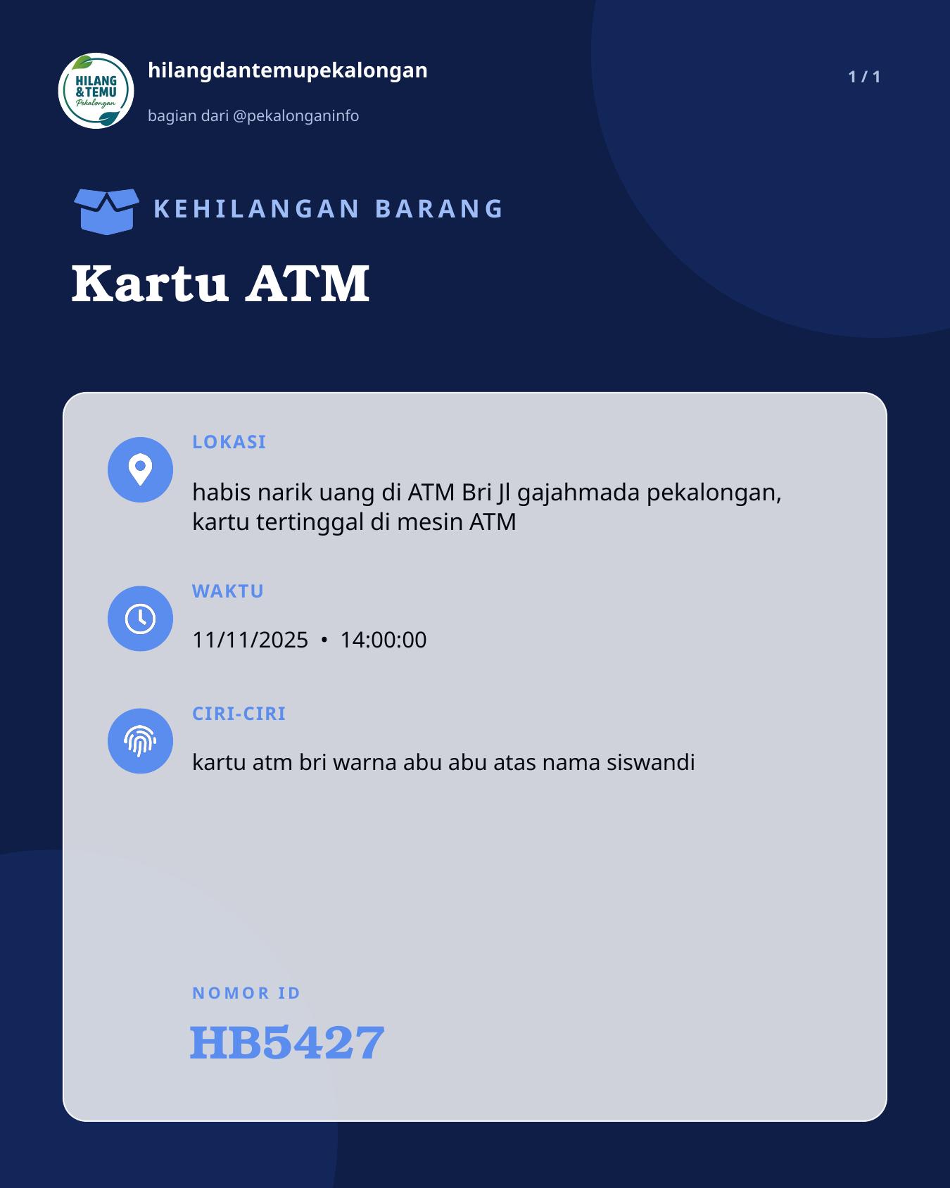 Slide laporan Kartu ATM (HB5427)