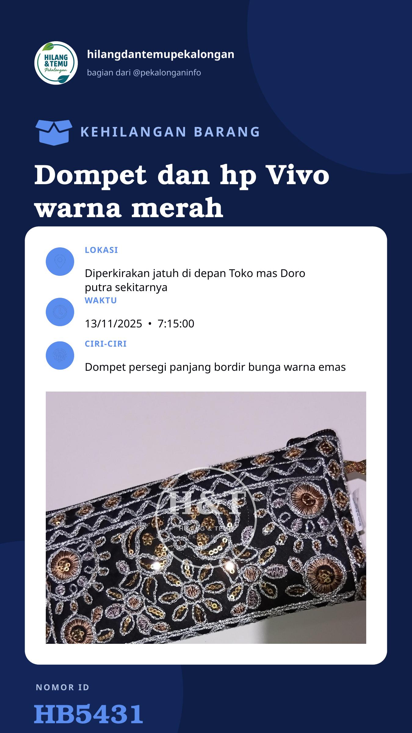 Story 9:16 laporan Dompet dan hp Vivo warna merah