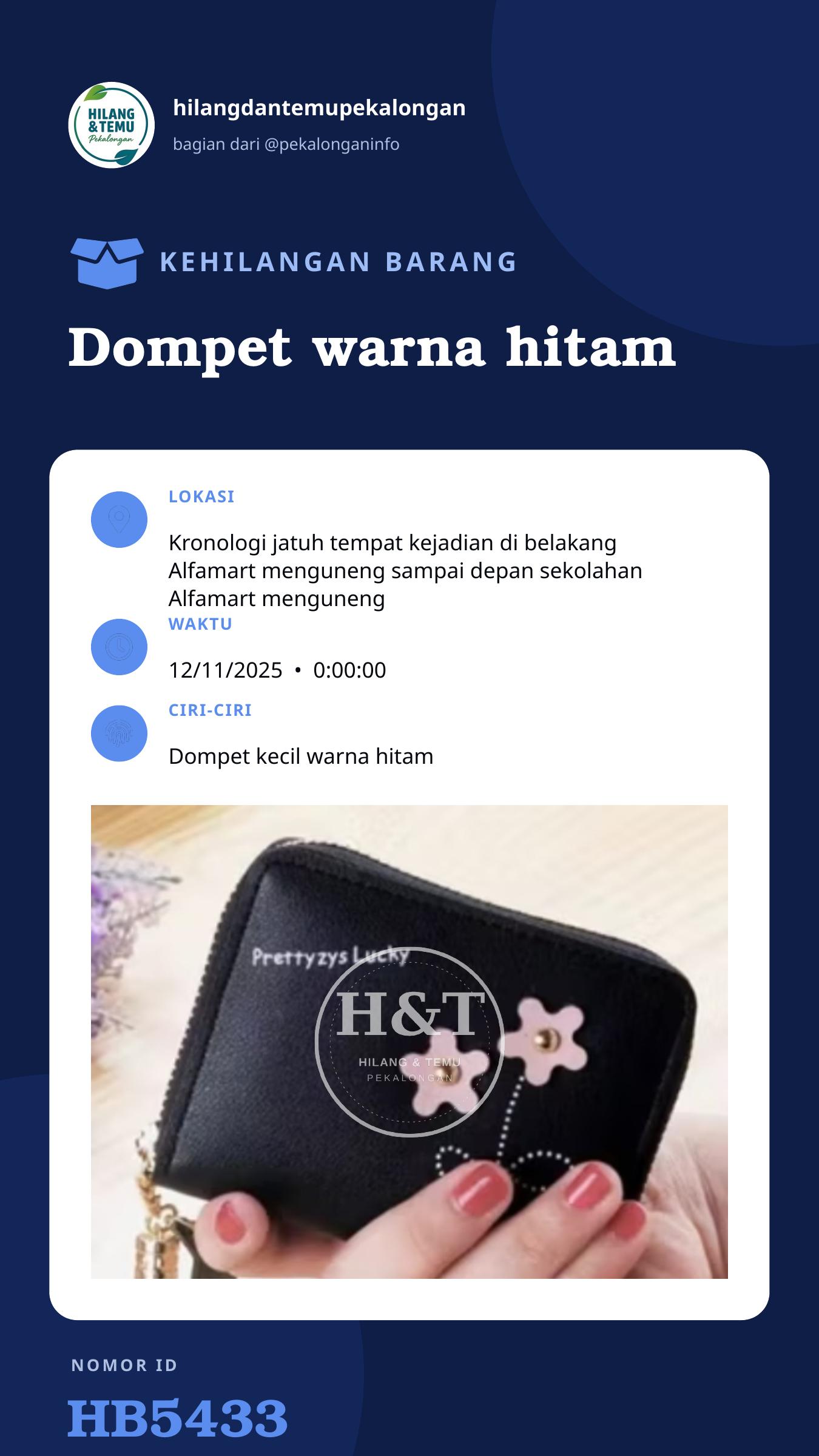 Story 9:16 laporan Dompet warna hitam