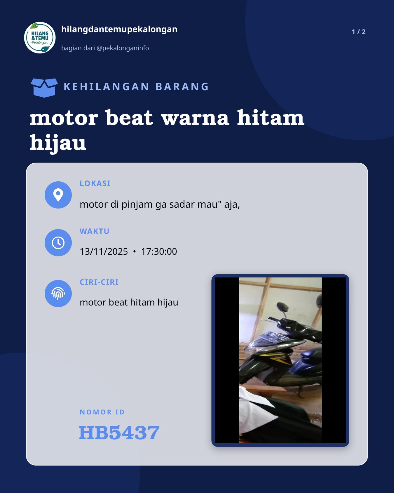 Slide 1 laporan motor beat warna hitam hijau