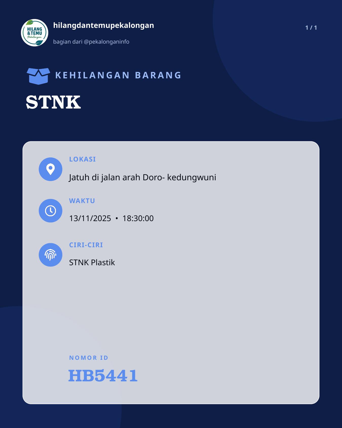 Slide laporan STNK (HB5441)