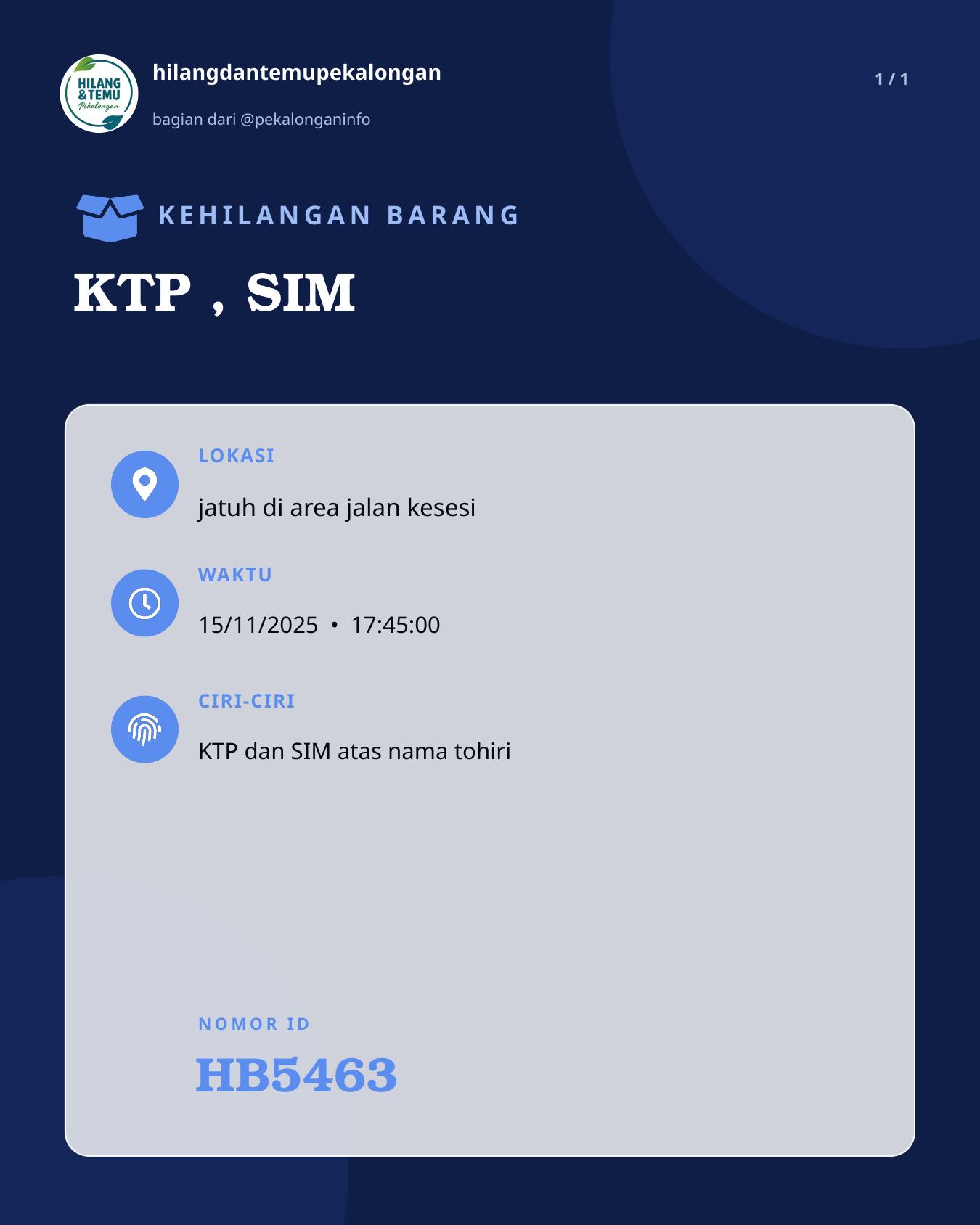 Slide laporan KTP , SIM (HB5463)