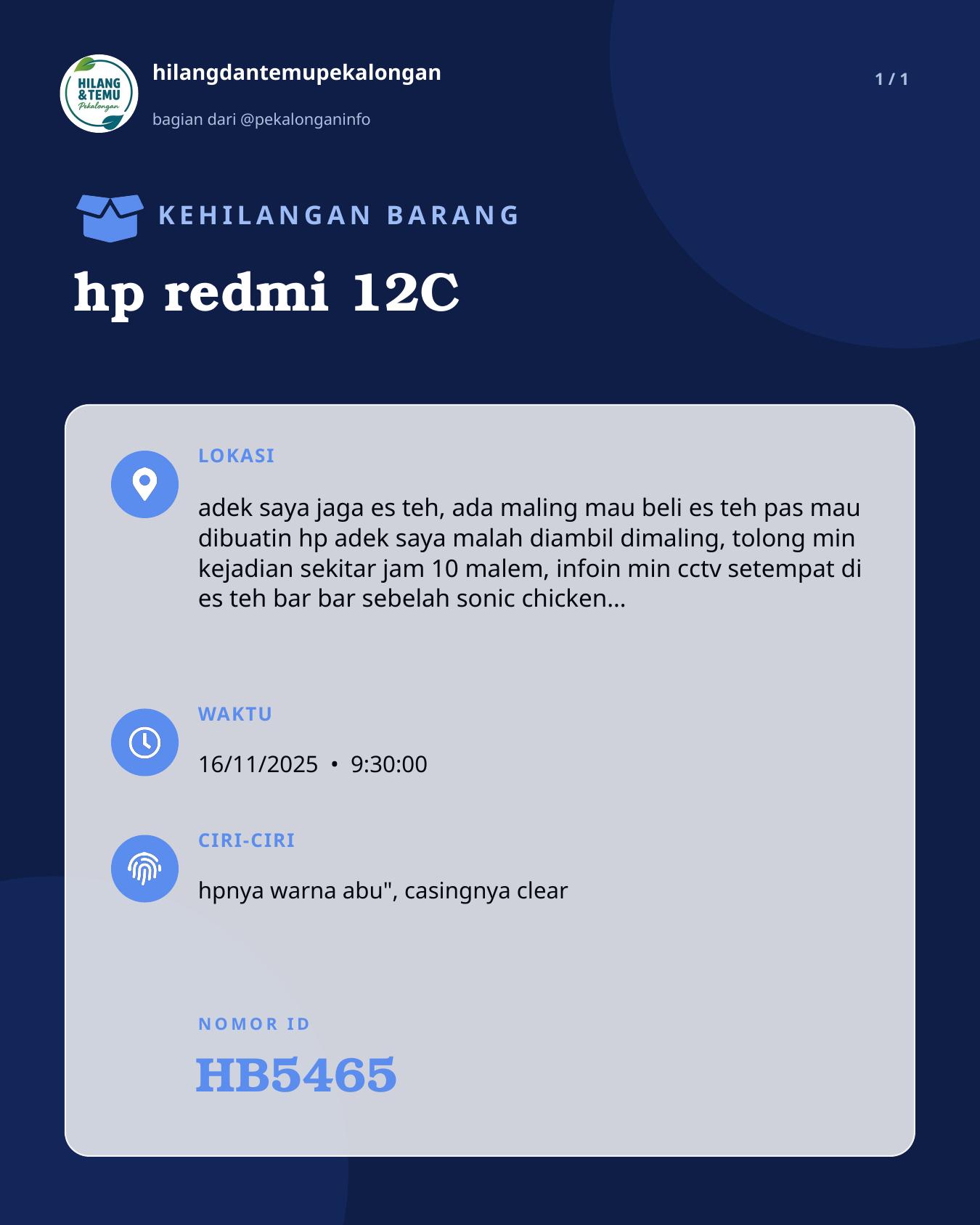 Slide laporan hp redmi 12C (HB5465)