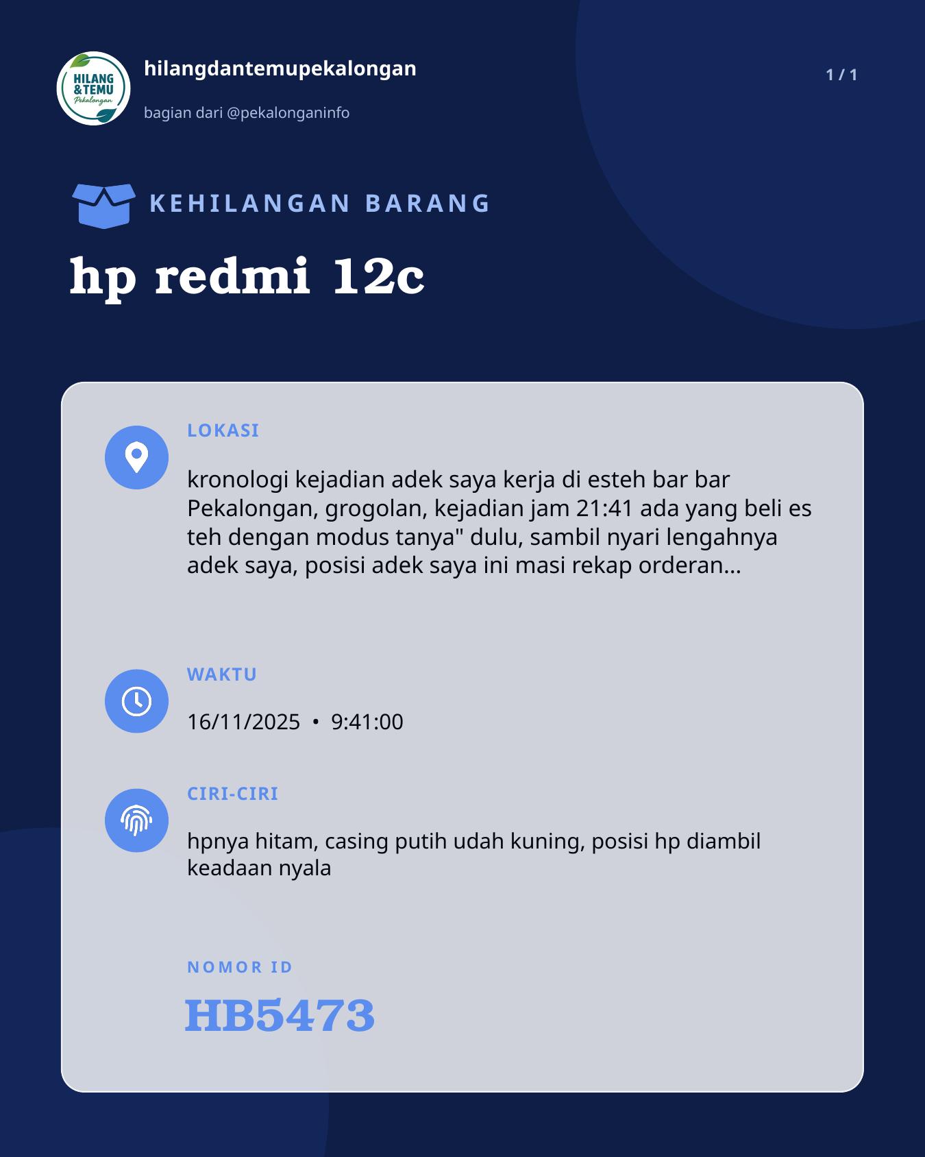 Slide laporan hp redmi 12c (HB5473)