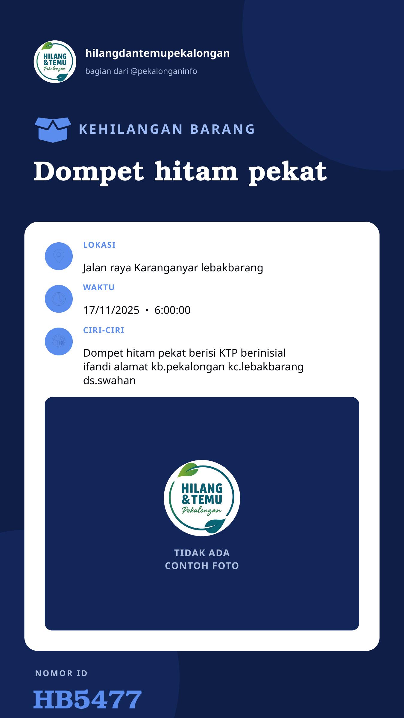 Story 9:16 laporan Dompet hitam pekat